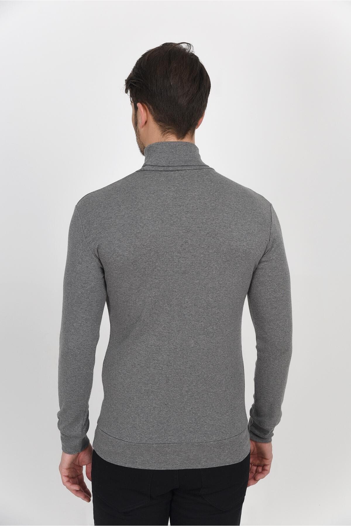 Süperlife Balıkcı Yaka Uzun Kollu Dar Kalıp İnce Erkek Sweatshirt SPR 2019K21