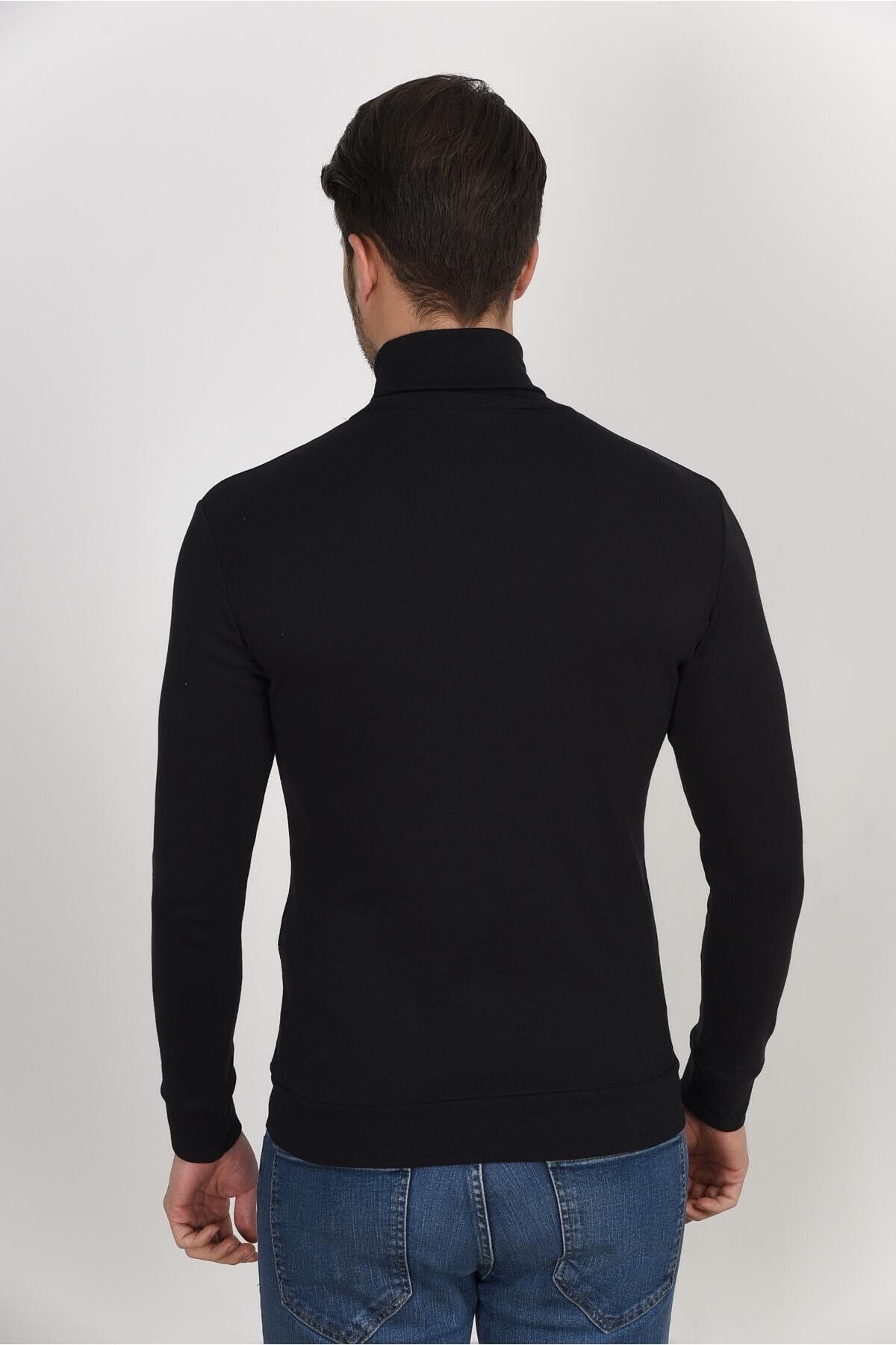 Süperlife Balıkcı Yaka Uzun Kollu Dar Kalıp İnce Erkek Sweatshirt SPR 2019K21