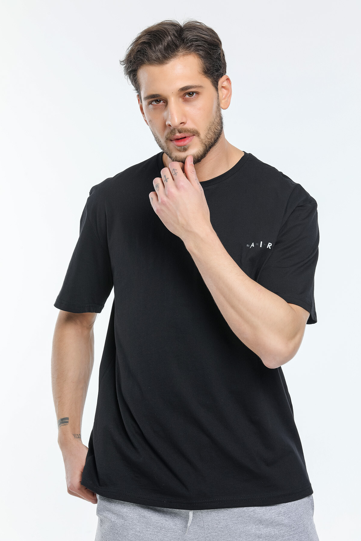 Süperlife Erkek Bisiklet Yaka Slim Fit Baskılı Tişort SPR21Y23