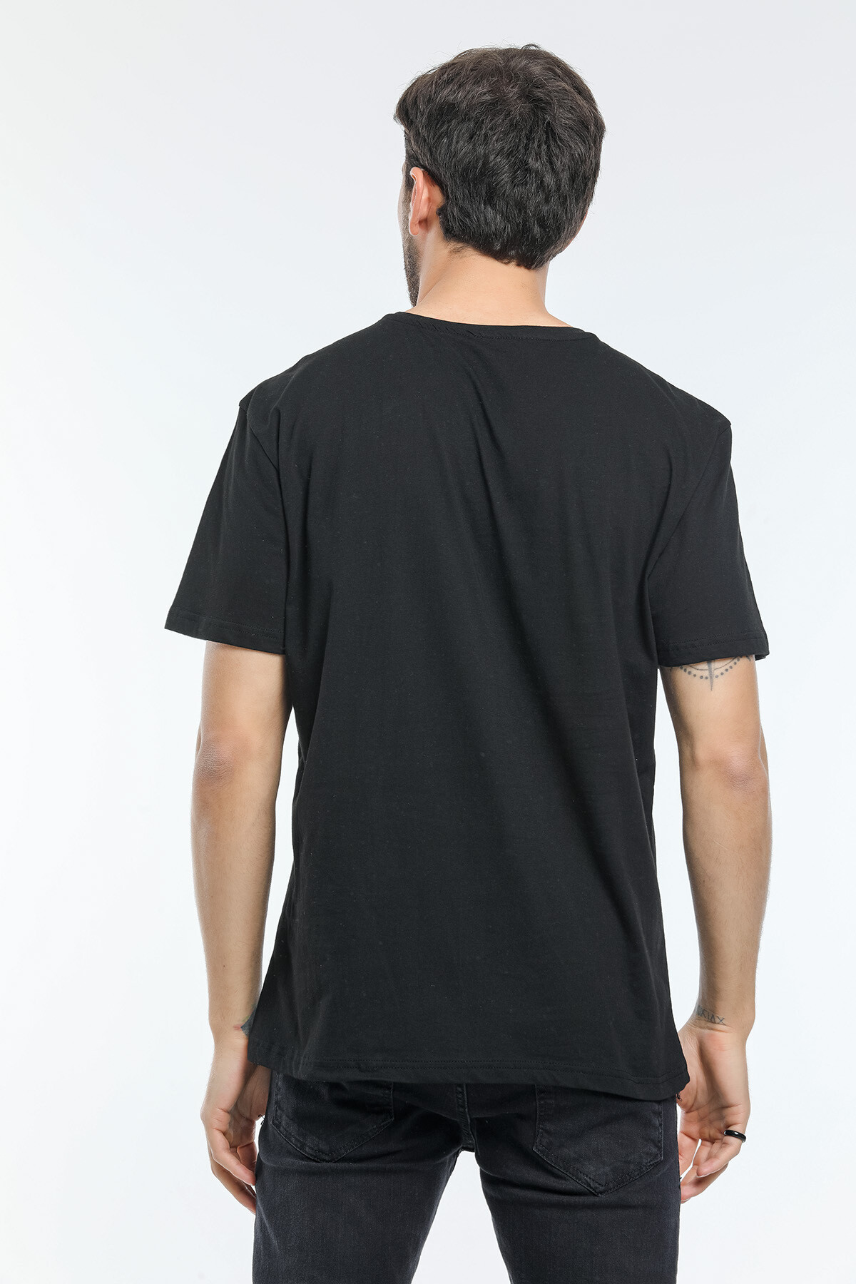 Süperlife Erkek Bisiklet Yaka Slim Fit Baskılı Tişort SPR21Y23