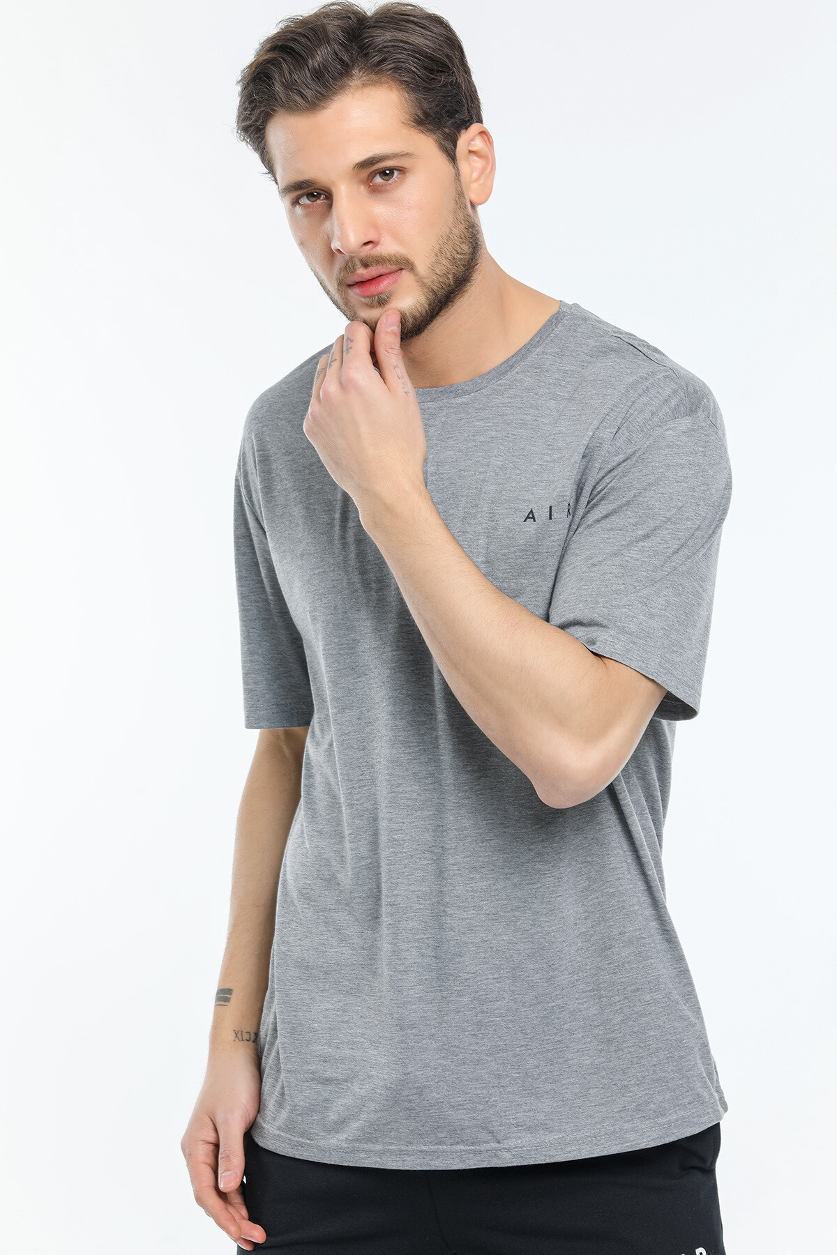 Süperlife Erkek Bisiklet Yaka Slim Fit Baskılı Tişort SPR21Y23