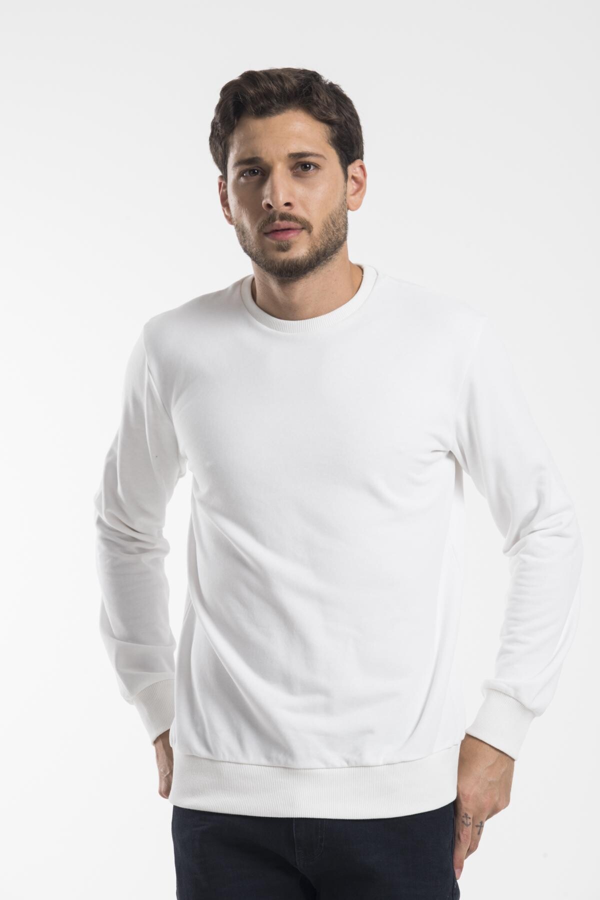 Süperlife Erkek Bisiklet Yaka Regular Fit İnce Sweatshirt SPR 20K30