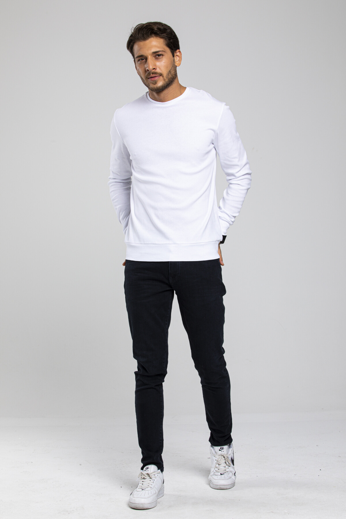 Süperlife Erkek Bisiklet Yaka Slim Fit İnce Sweatshirt SPR 20K17