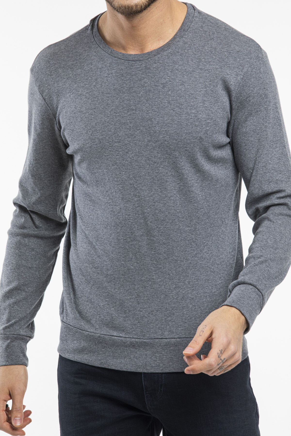 Süperlife Erkek Bisiklet Yaka Slim Fit İnce Sweatshirt SPR 20K17