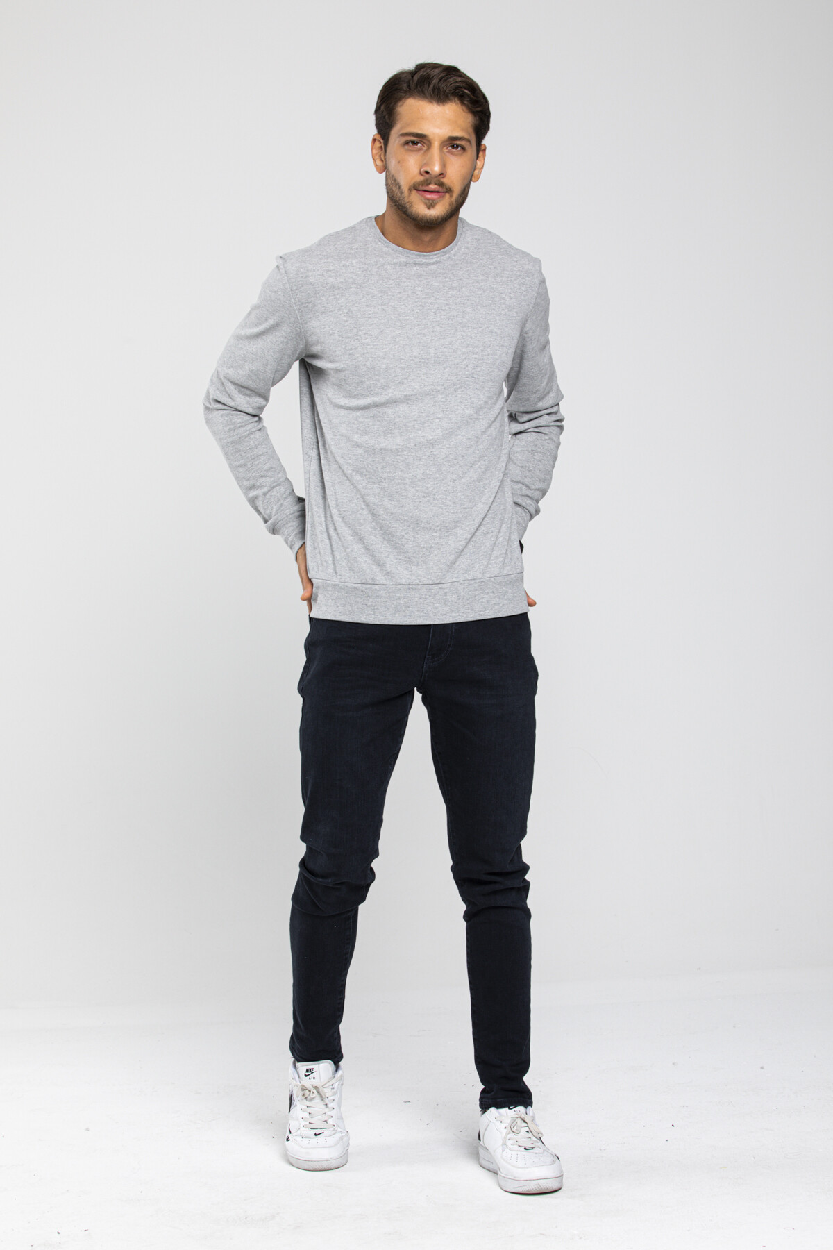 Süperlife Erkek Bisiklet Yaka Slim Fit İnce Sweatshirt SPR 20K17