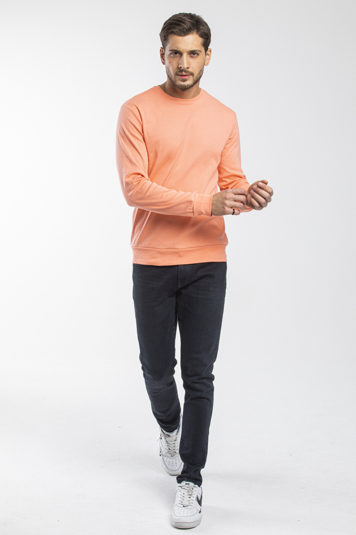 Süperlife Erkek Bisiklet Yaka Slim Fit İnce Sweatshirt SPR 20K17