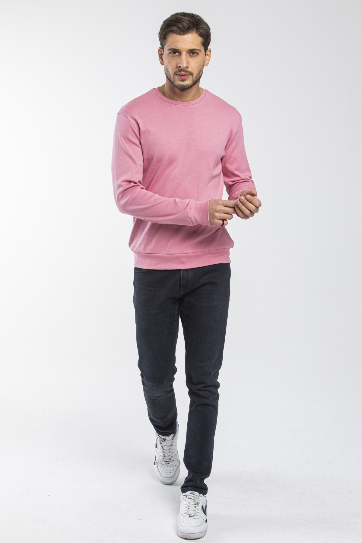 Süperlife Erkek Bisiklet Yaka Slim Fit İnce Sweatshirt SPR 20K17
