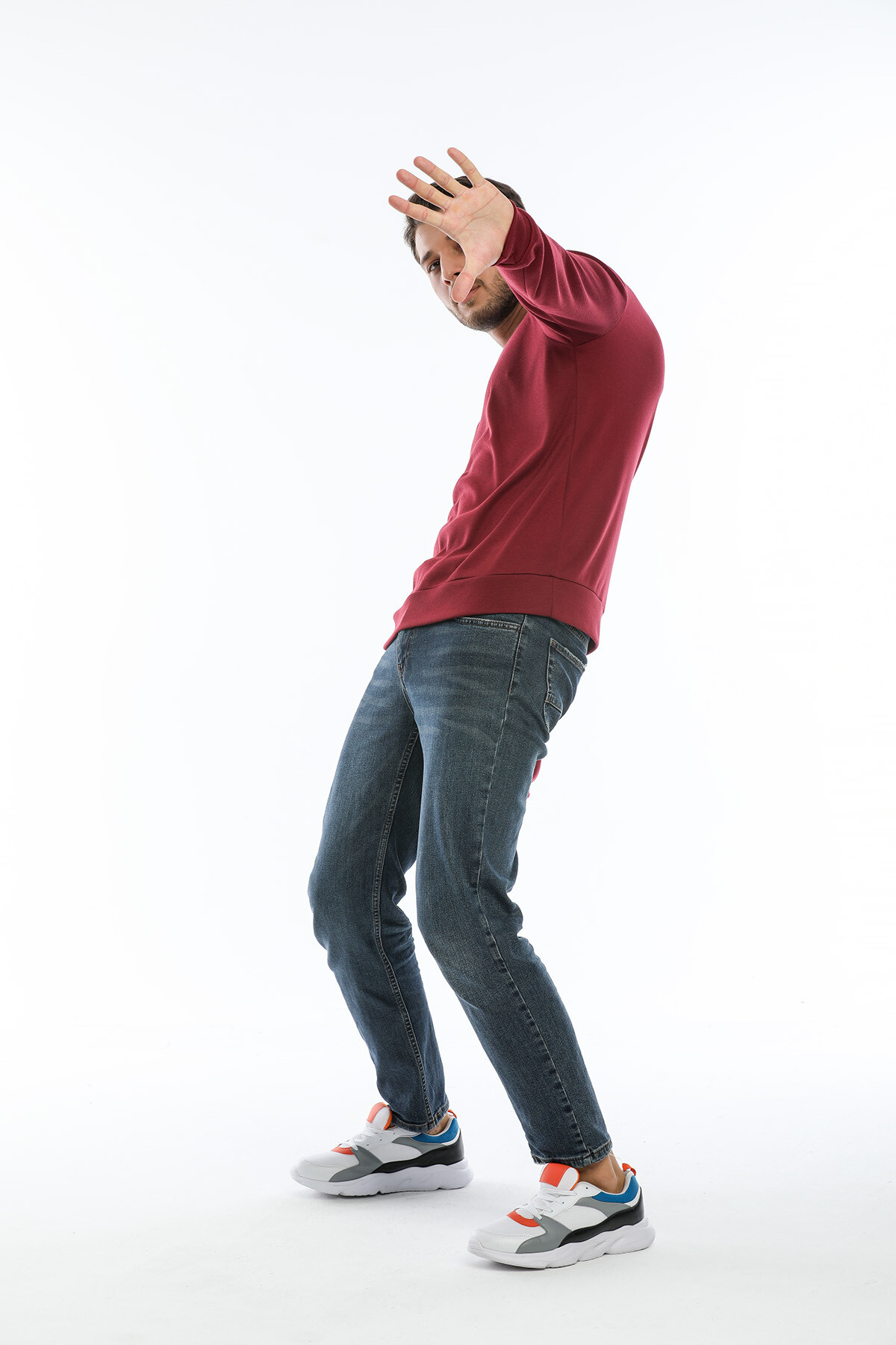 Erkek Bisiklet Yaka Slim Fit Brookyln Baskılı İnce Sweatshirt SPR22SW102