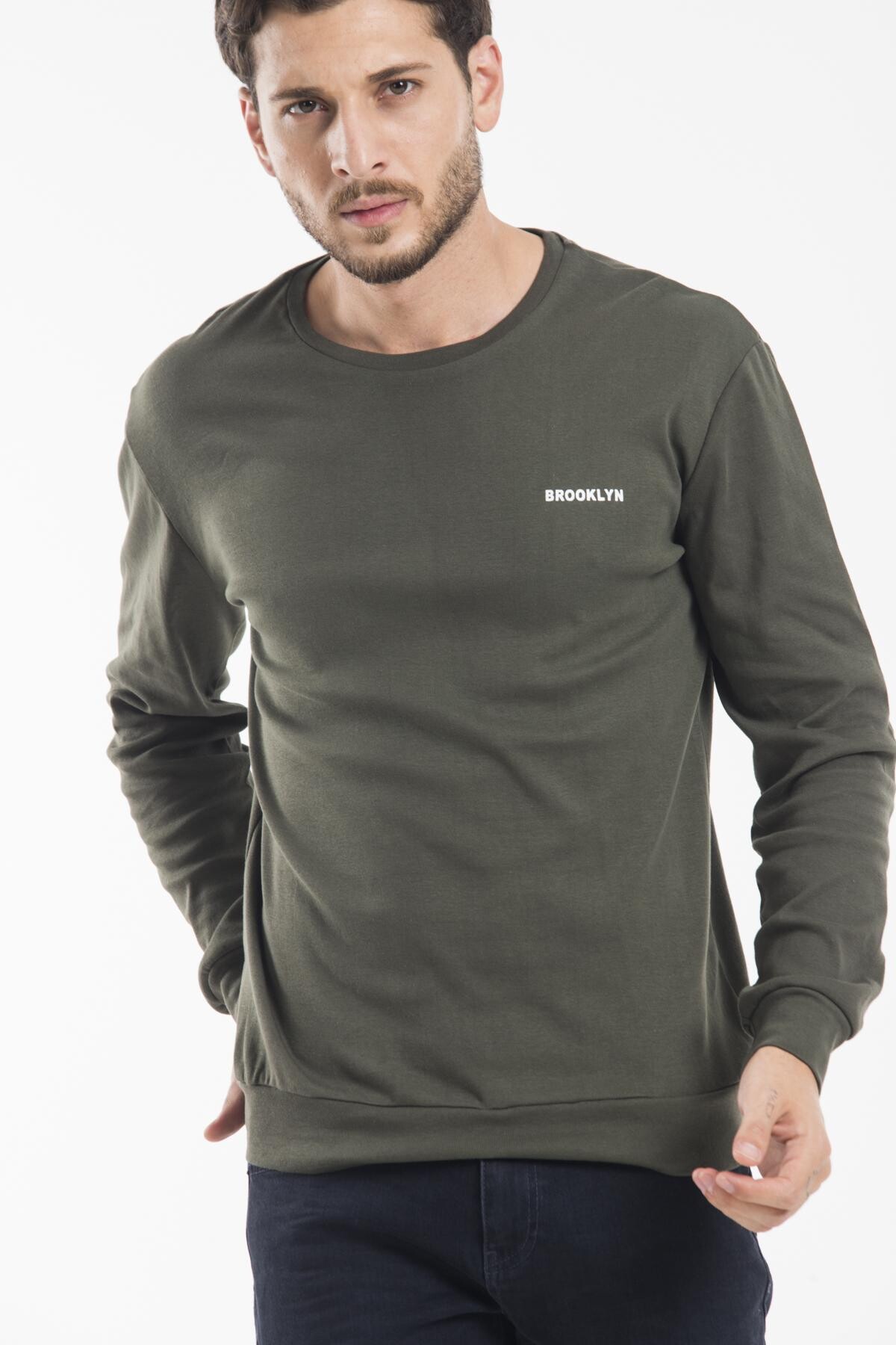 Süperlife Bisiklet Yaka Uzun Kollu Dar Kalıp İnce  Erkek Sweatshirt SPR2019K18