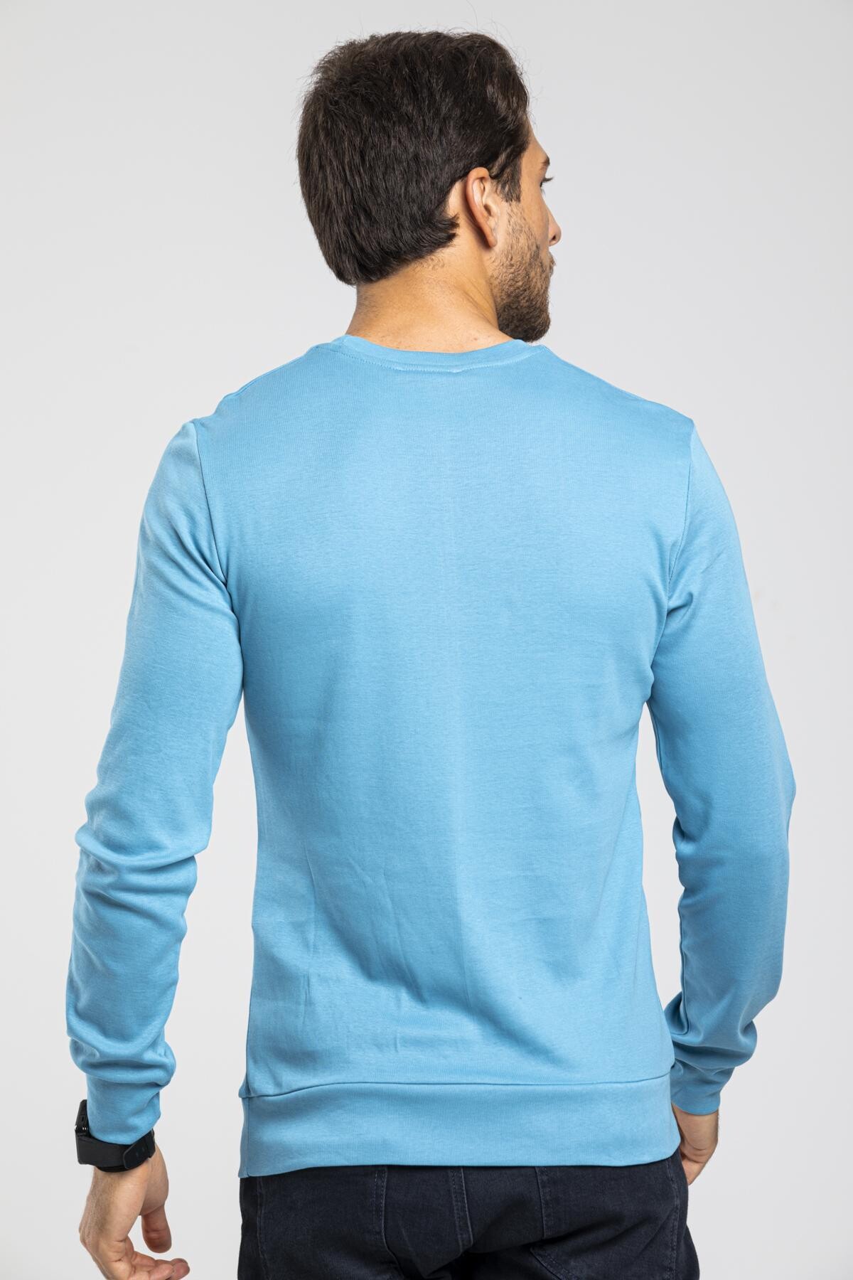 Süperlife Bisiklet Yaka Uzun Kollu Dar Kalıp İnce  Erkek Sweatshirt SPR2019K18
