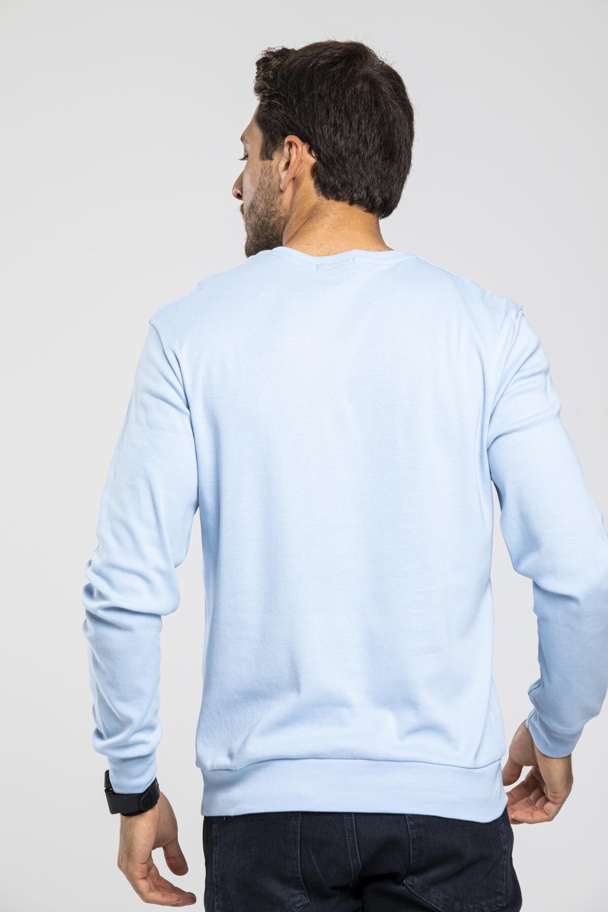 Süperlife Bisiklet Yaka Uzun Kollu Dar Kalıp İnce  Erkek Sweatshirt SPR2019K18