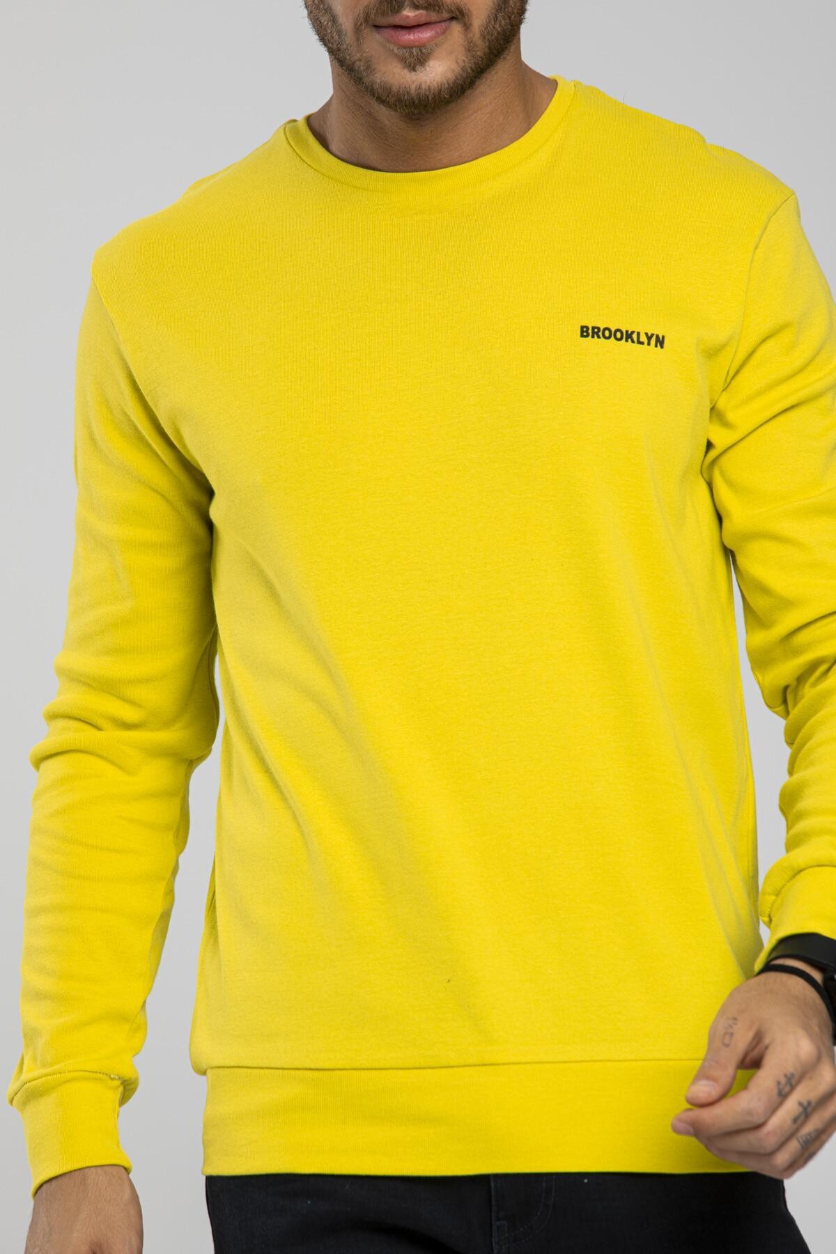 Süperlife Bisiklet Yaka Uzun Kollu Dar Kalıp İnce  Erkek Sweatshirt SPR2019K18