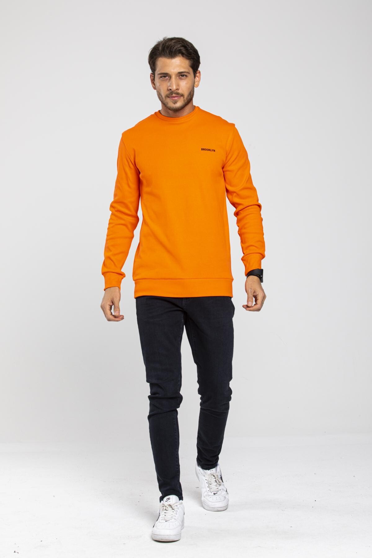 Süperlife Bisiklet Yaka Uzun Kollu Dar Kalıp İnce  Erkek Sweatshirt SPR2019K18
