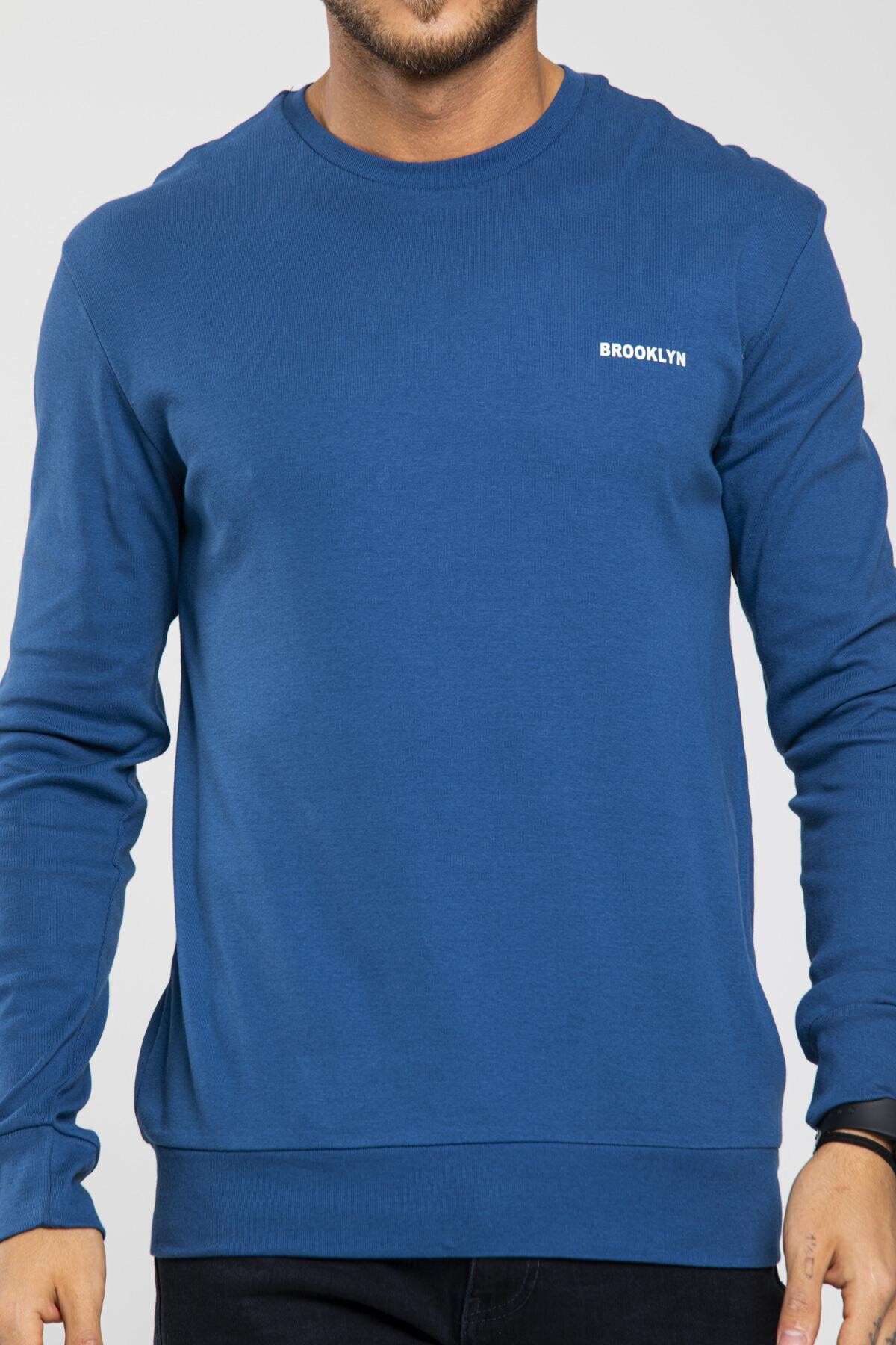 Süperlife Bisiklet Yaka Uzun Kollu Dar Kalıp İnce  Erkek Sweatshirt SPR2019K18
