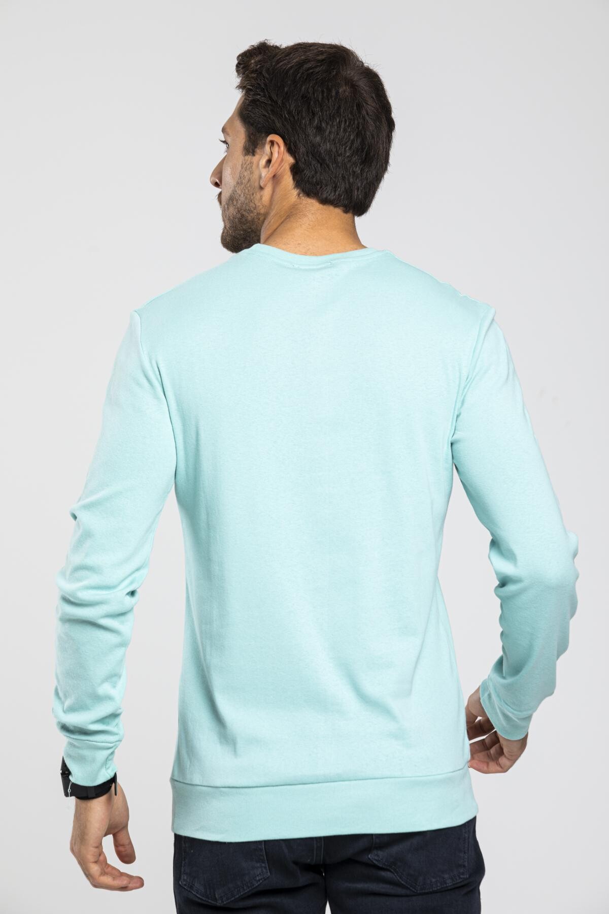 Süperlife Bisiklet Yaka Uzun Kollu Dar Kalıp İnce  Erkek Sweatshirt SPR2019K18