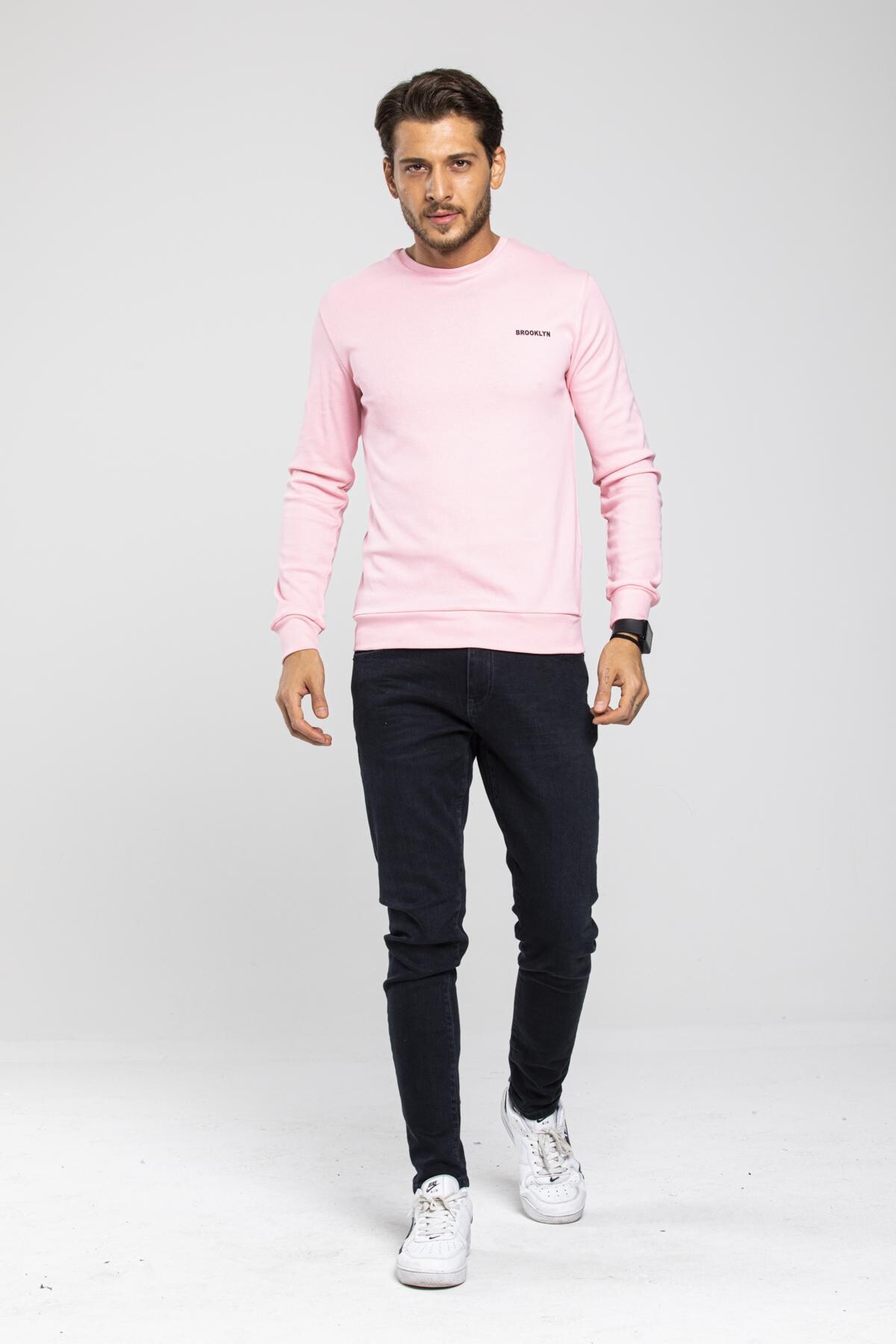 Süperlife Bisiklet Yaka Uzun Kollu Dar Kalıp İnce  Erkek Sweatshirt SPR2019K18