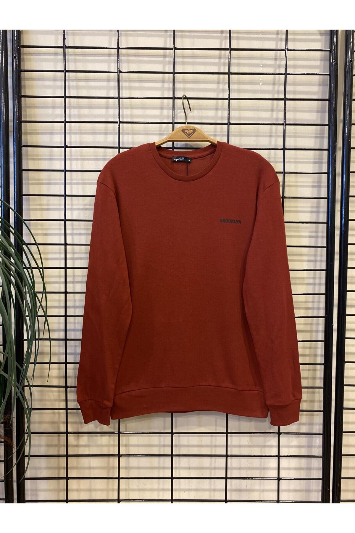 Süperlife Bisiklet Yaka Uzun Kollu Dar Kalıp İnce  Erkek Sweatshirt SPR2019K18