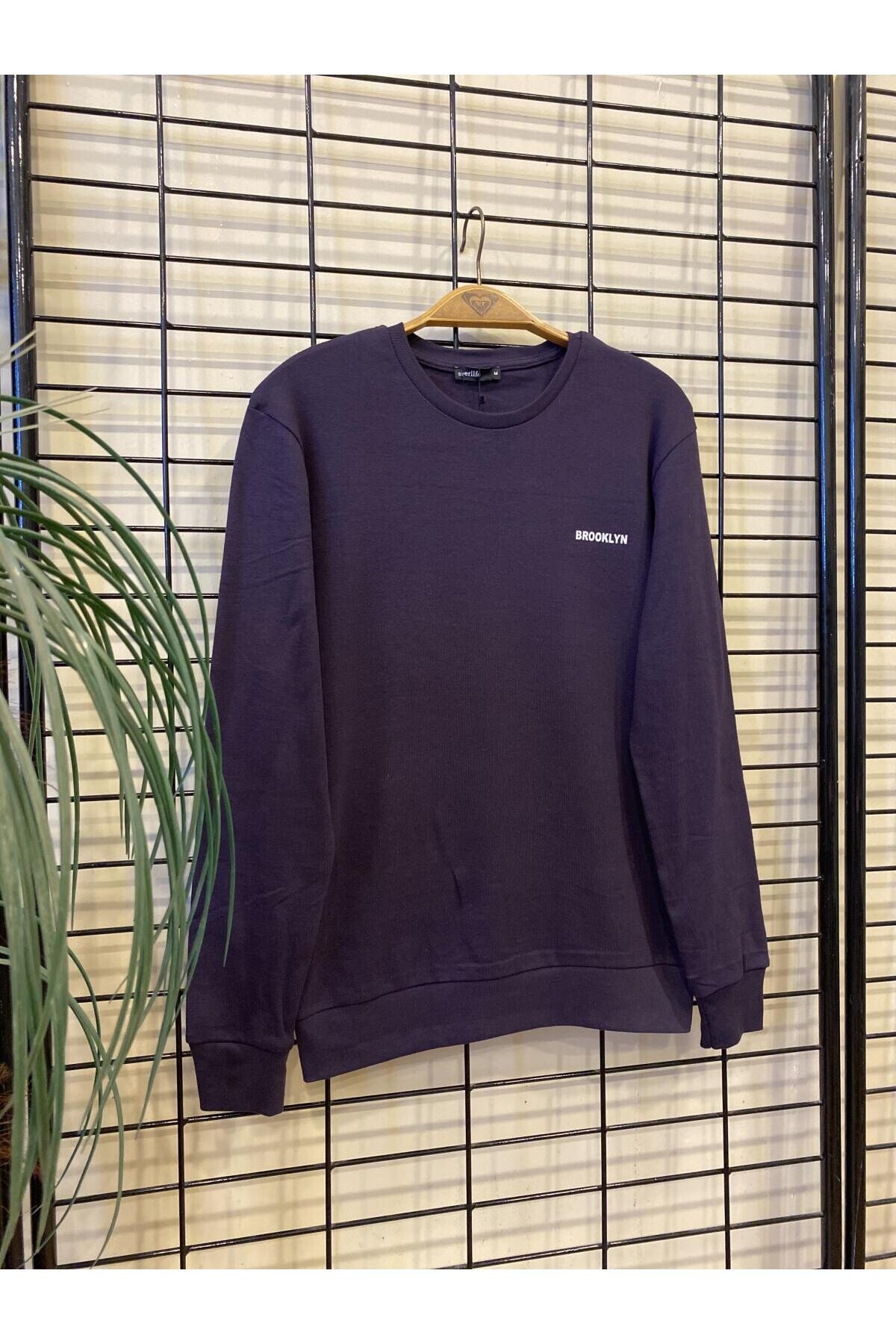 Süperlife Bisiklet Yaka Uzun Kollu Dar Kalıp İnce  Erkek Sweatshirt SPR2019K18
