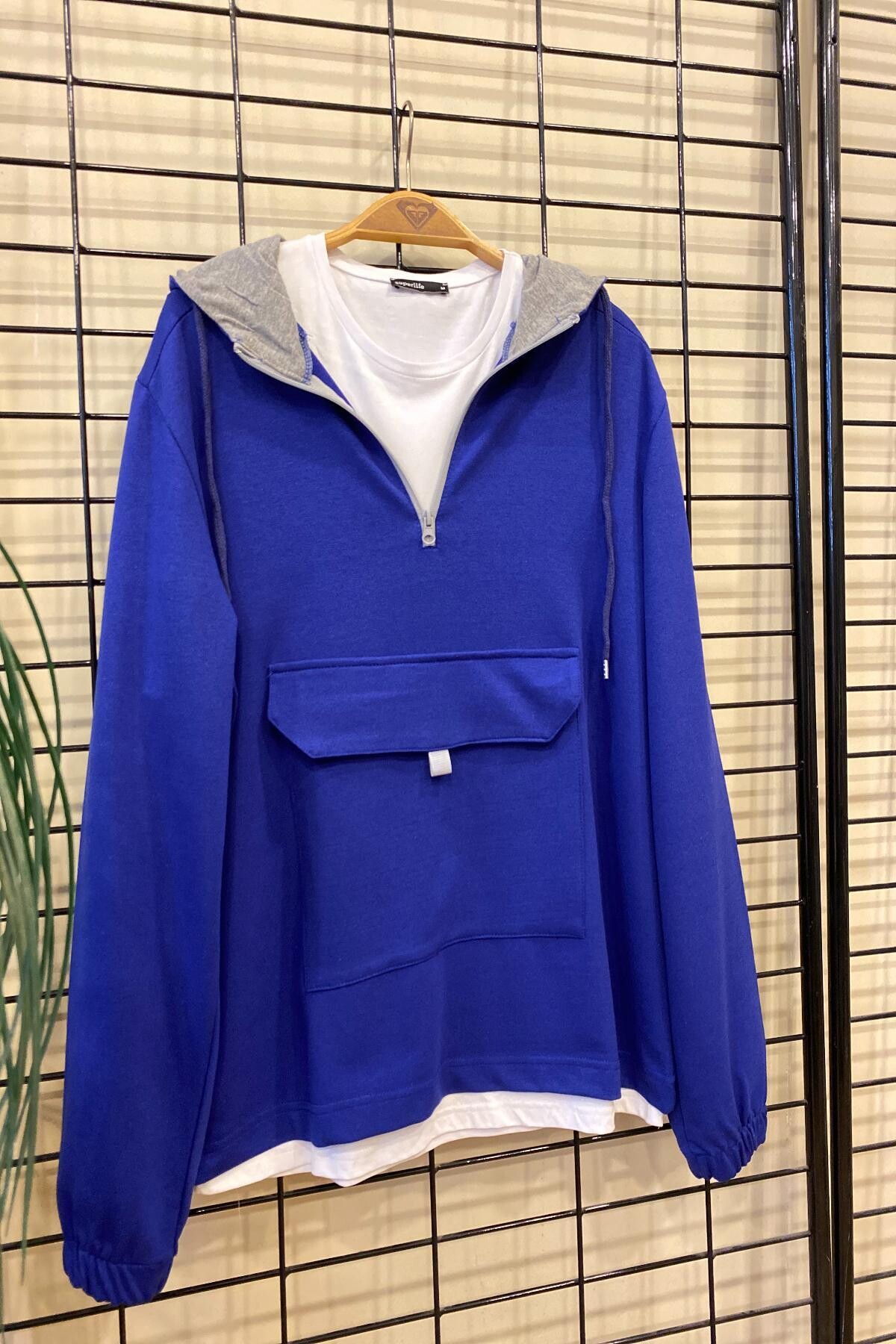 Süperlife Erkek Kapşonlu Yarım Fermuarlı İnce Sweatshirt SPR 20K52
