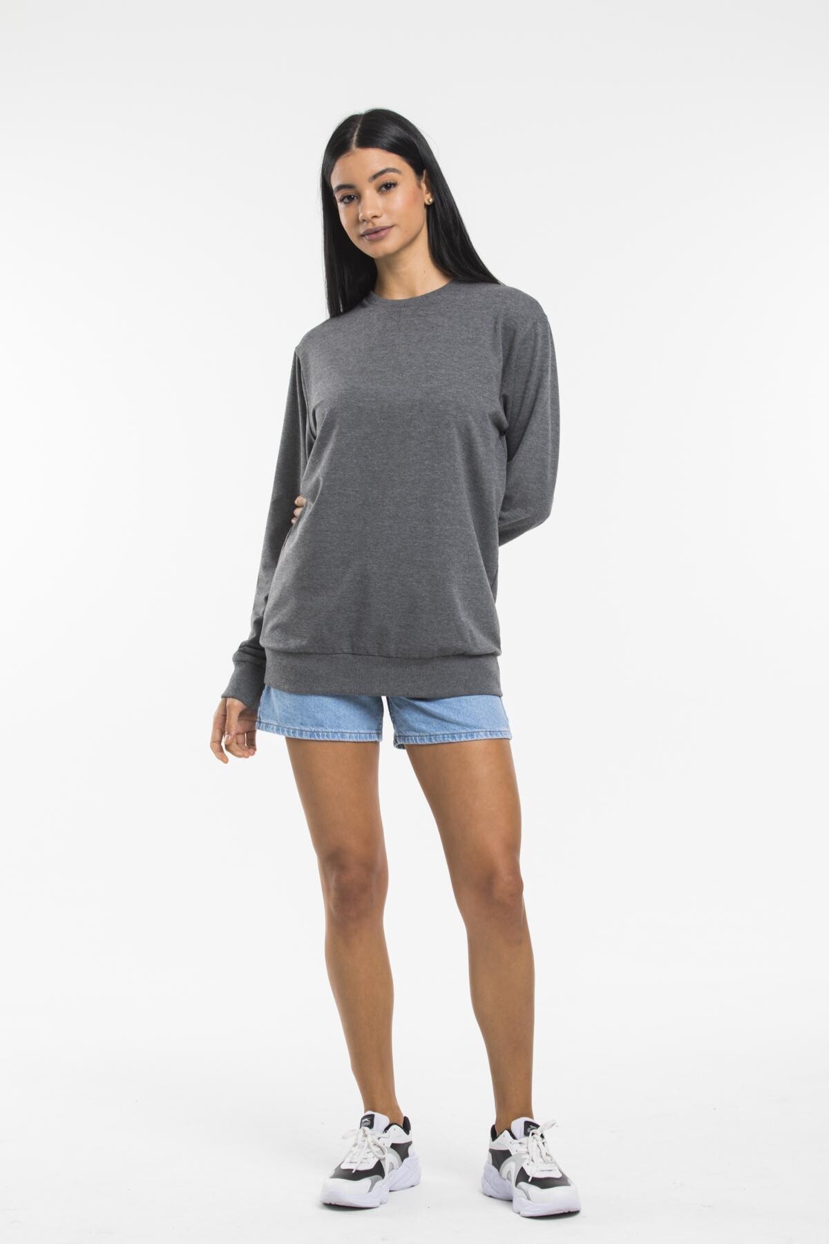 Süperlife Kadın Bisiklet Yaka Regular Kalıp İnce Pamuklu Sweatshirt SPR21K30