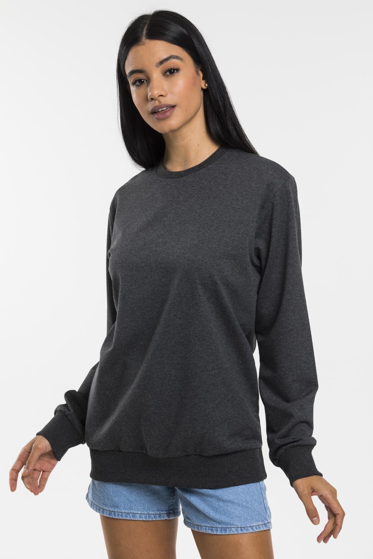 Süperlife Kadın Bisiklet Yaka Regular Kalıp İnce Pamuklu Sweatshirt SPR21K30