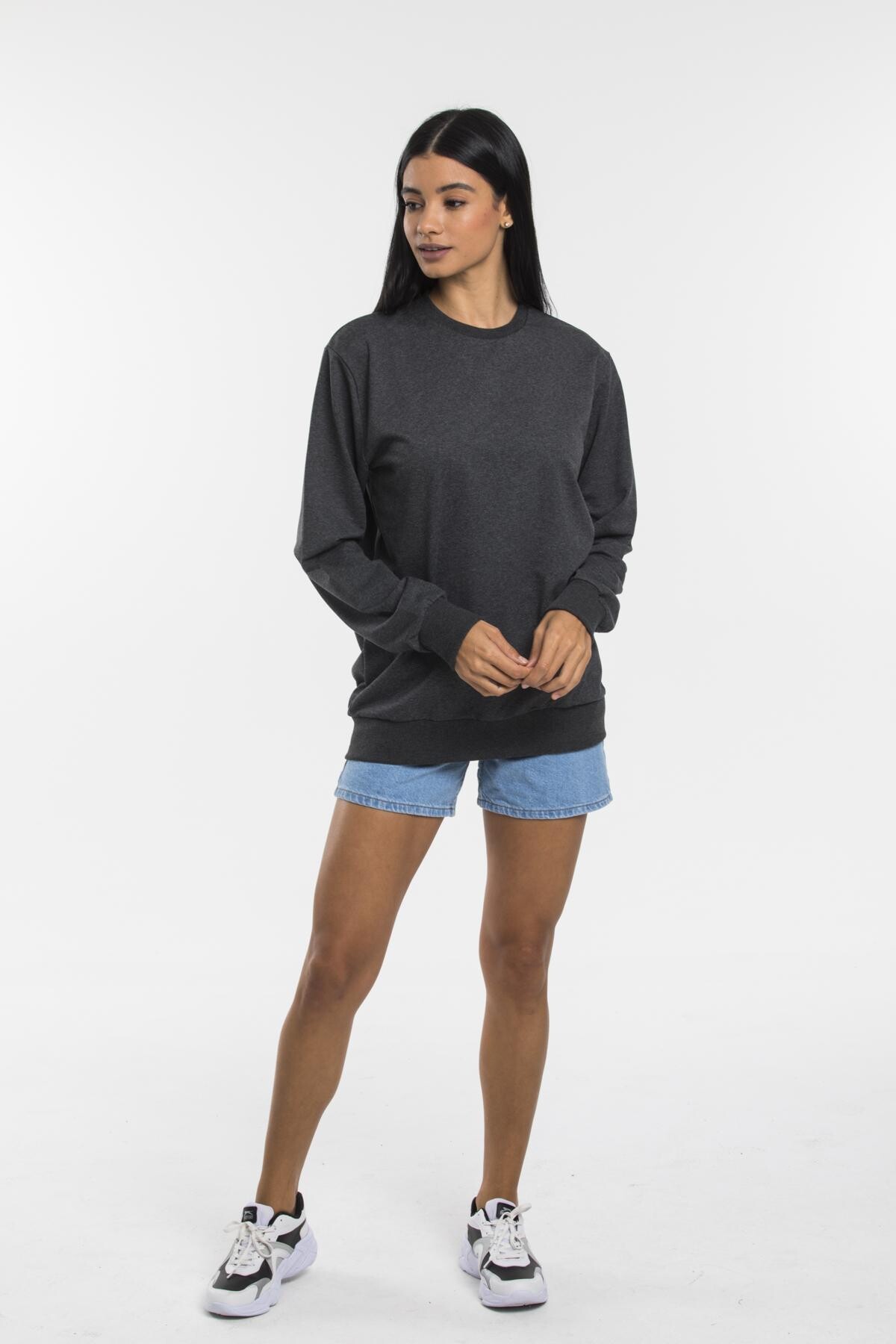 Süperlife Kadın Bisiklet Yaka Regular Kalıp İnce Pamuklu Sweatshirt SPR21K30