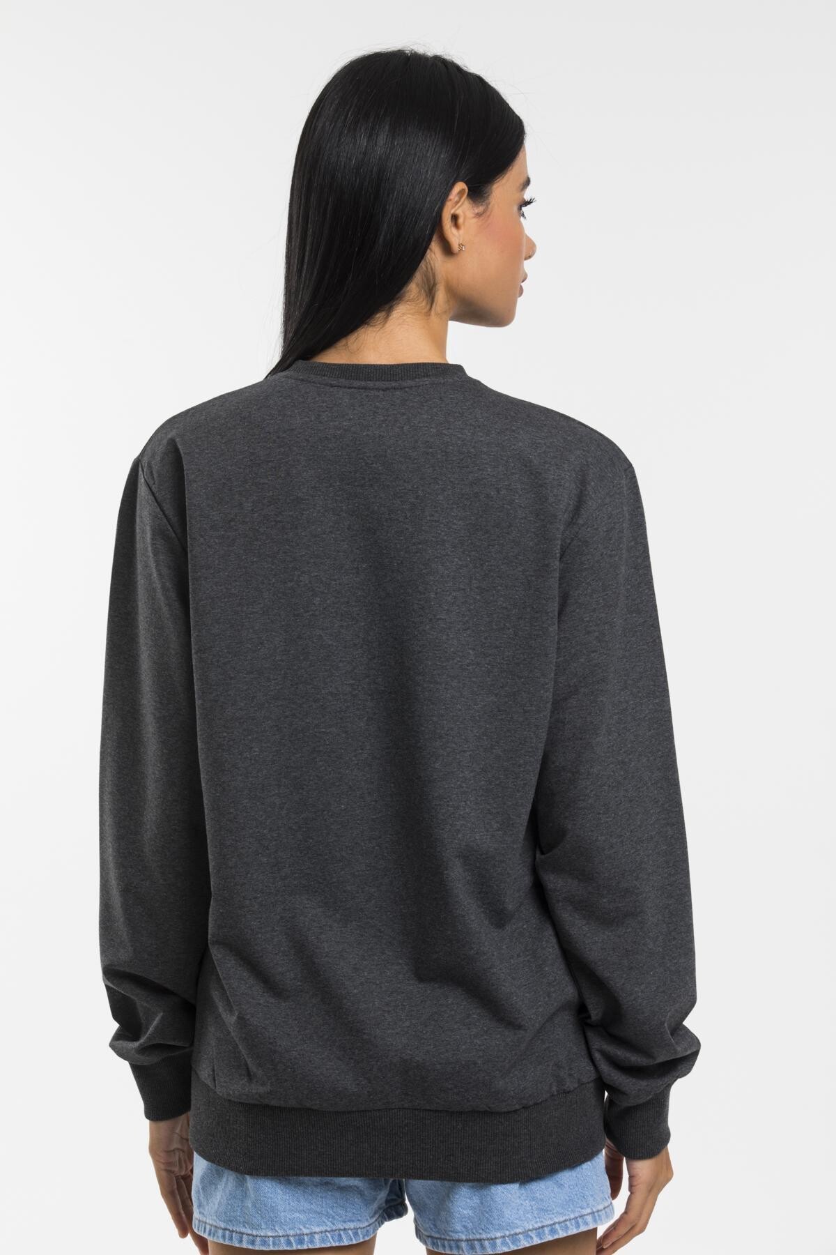 Süperlife Kadın Bisiklet Yaka Regular Kalıp İnce Pamuklu Sweatshirt SPR21K30