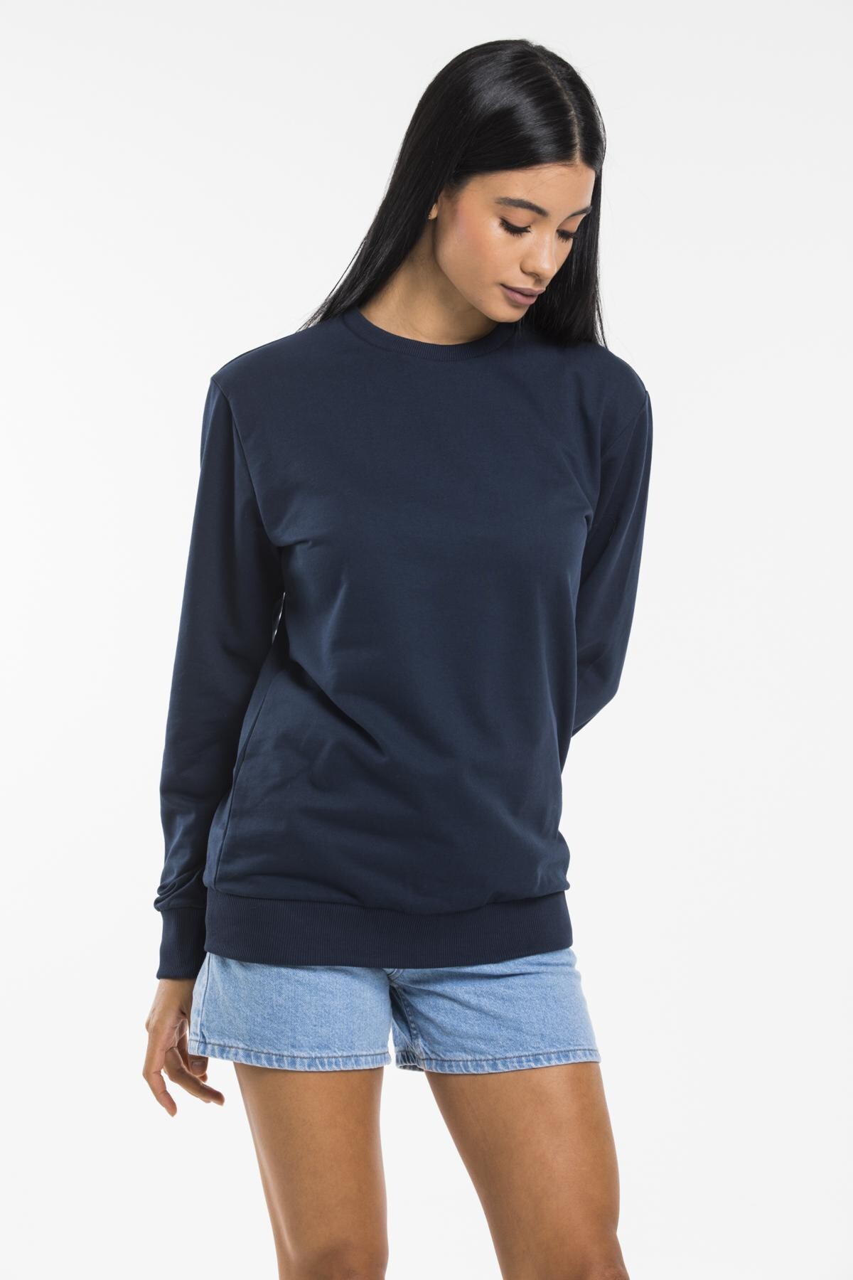 Süperlife Kadın Bisiklet Yaka Regular Kalıp İnce Pamuklu Sweatshirt SPR21K30