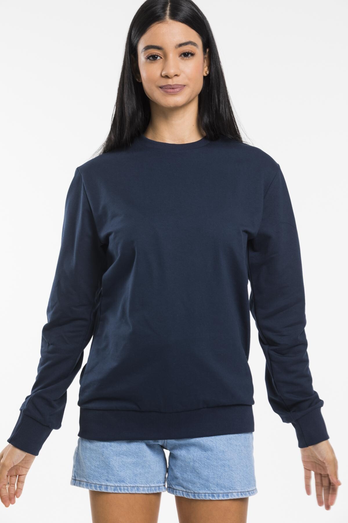 Süperlife Kadın Bisiklet Yaka Regular Kalıp İnce Pamuklu Sweatshirt SPR21K30