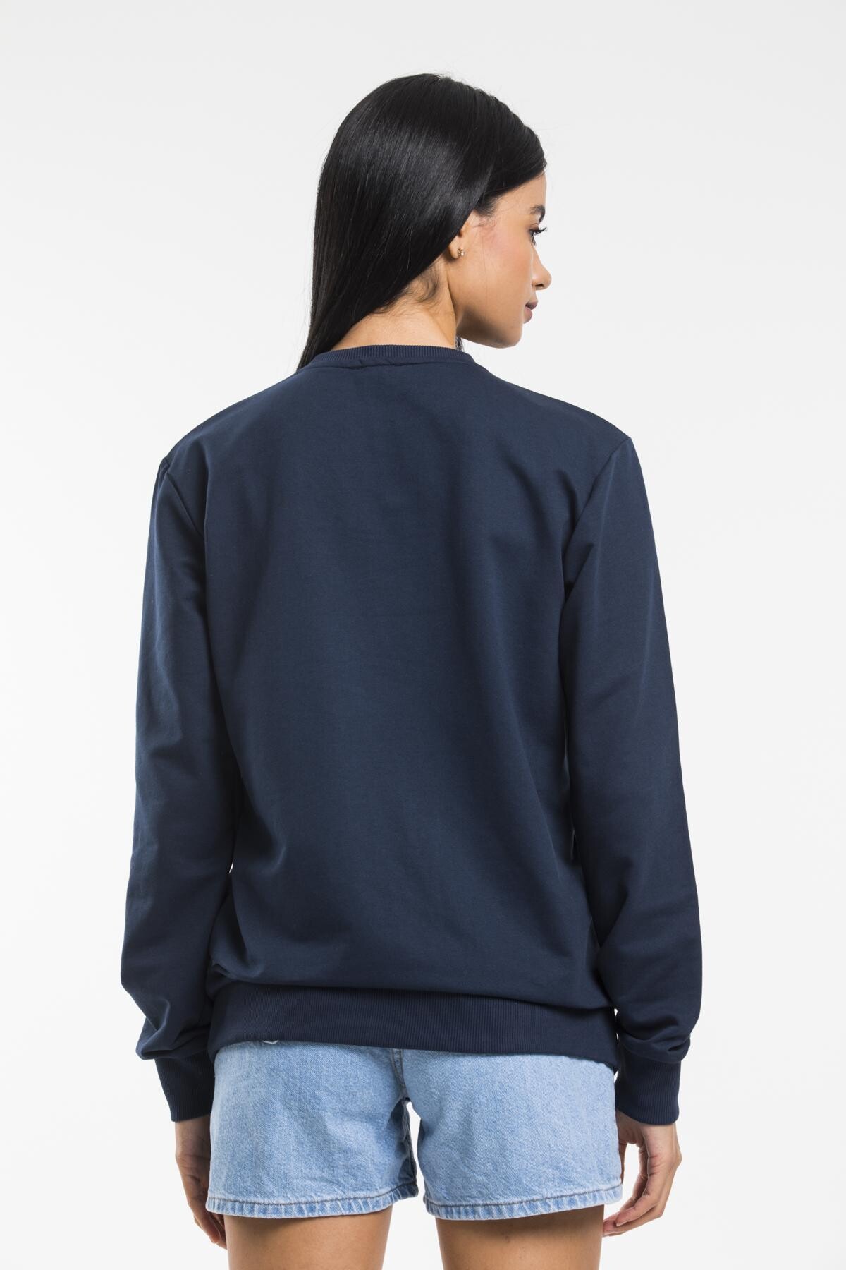 Süperlife Kadın Bisiklet Yaka Regular Kalıp İnce Pamuklu Sweatshirt SPR21K30