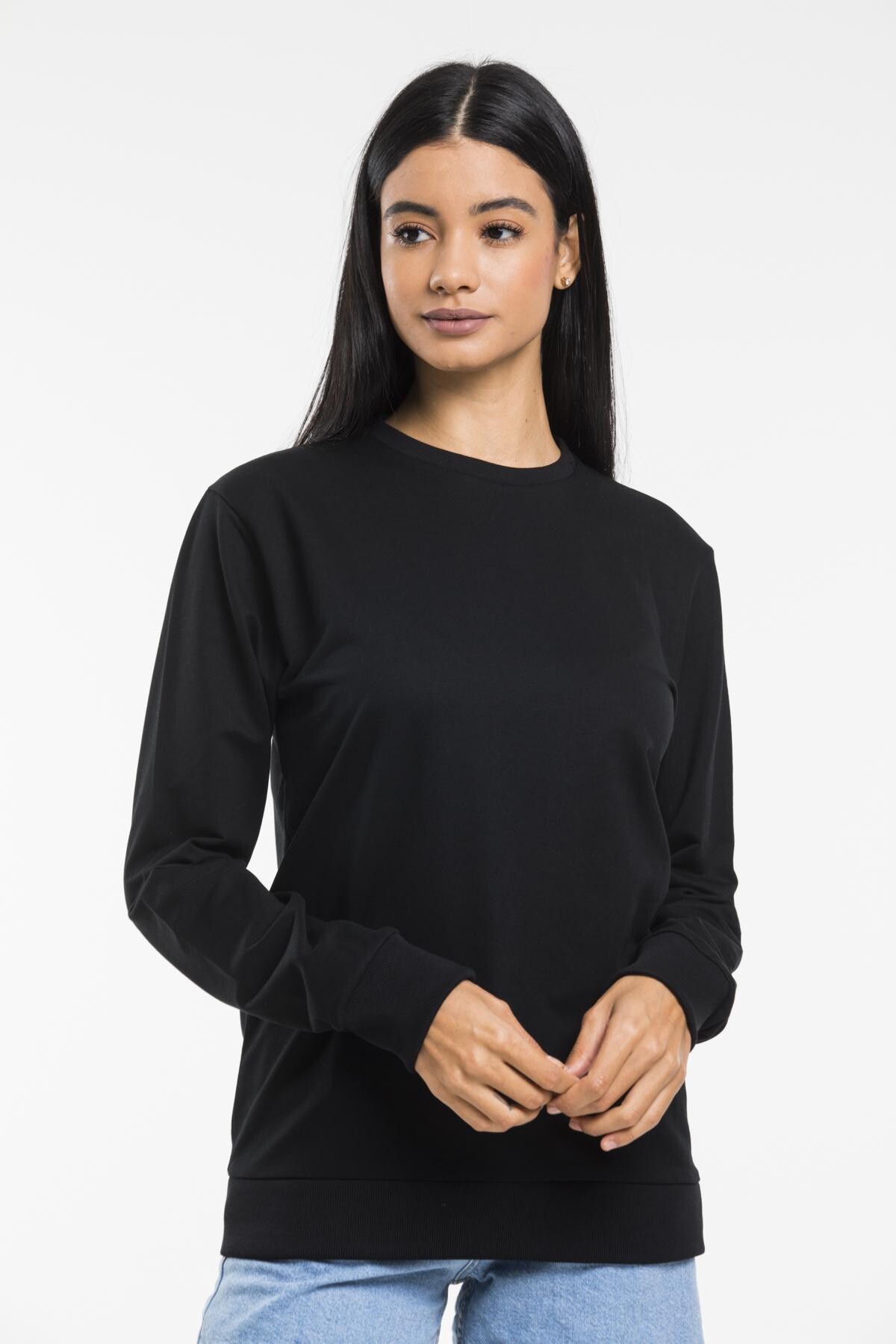 Süperlife Kadın Bisiklet Yaka Regular Kalıp İnce Pamuklu Sweatshirt SPR21K30