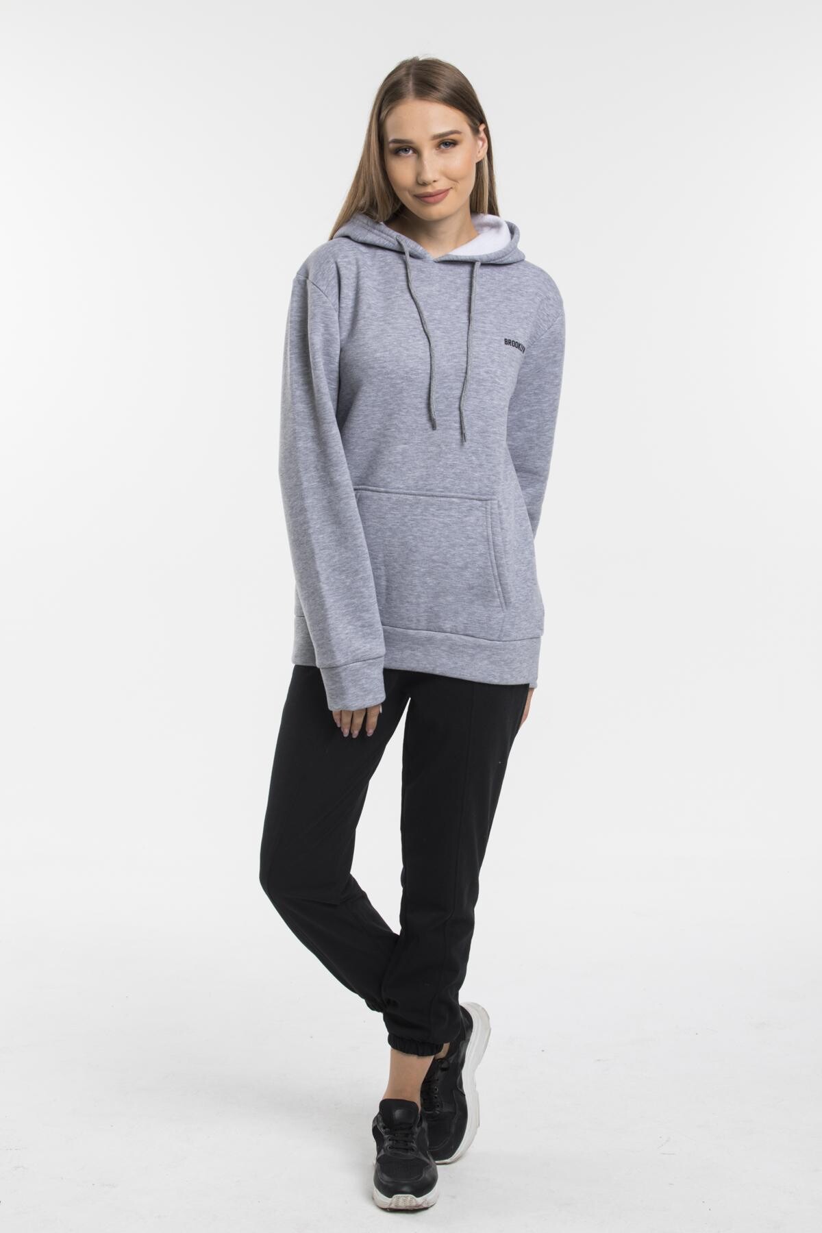 Süperlife Kadın Kapşonlu Regular Fit Baskılı İnce Sweatshirt SPR21K61