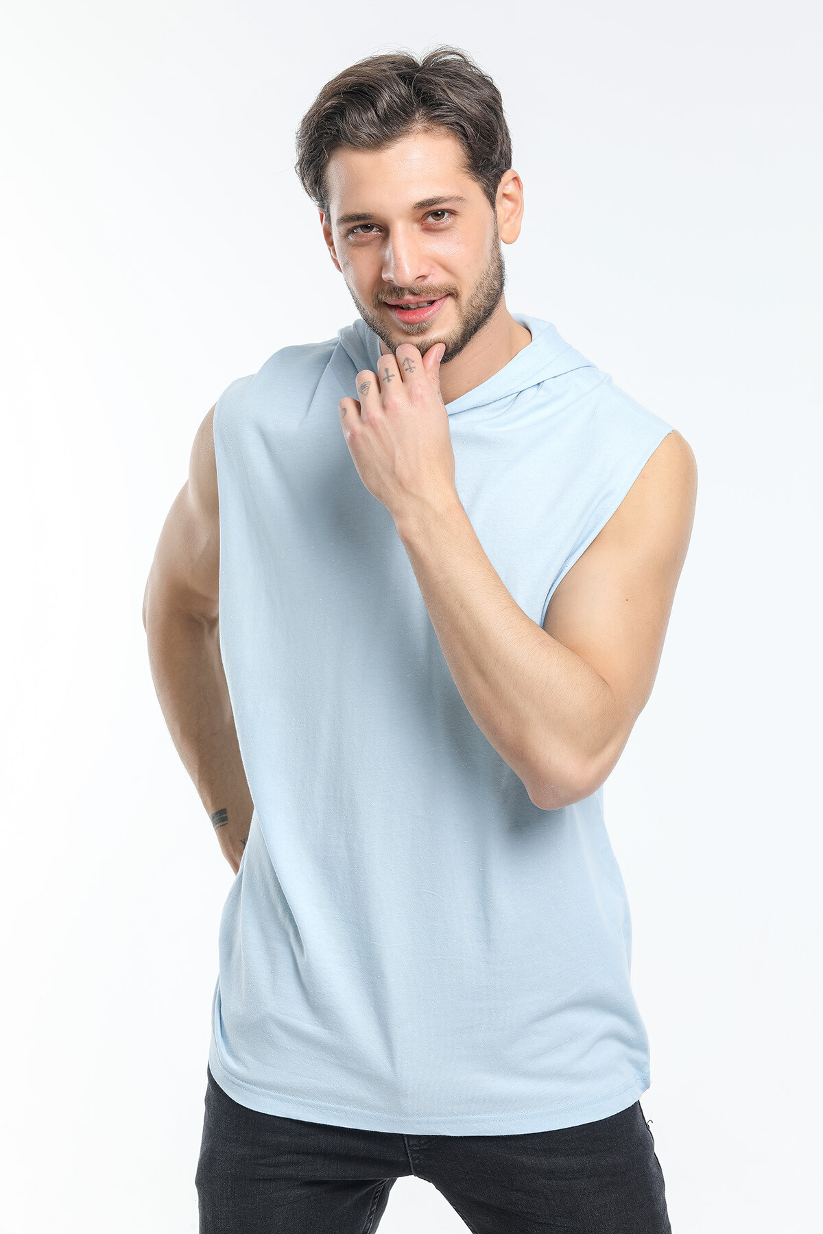 Süperlife Erkek Kapşonlu Standart &Regular Kalıp Fit Tişort SPR21Y04