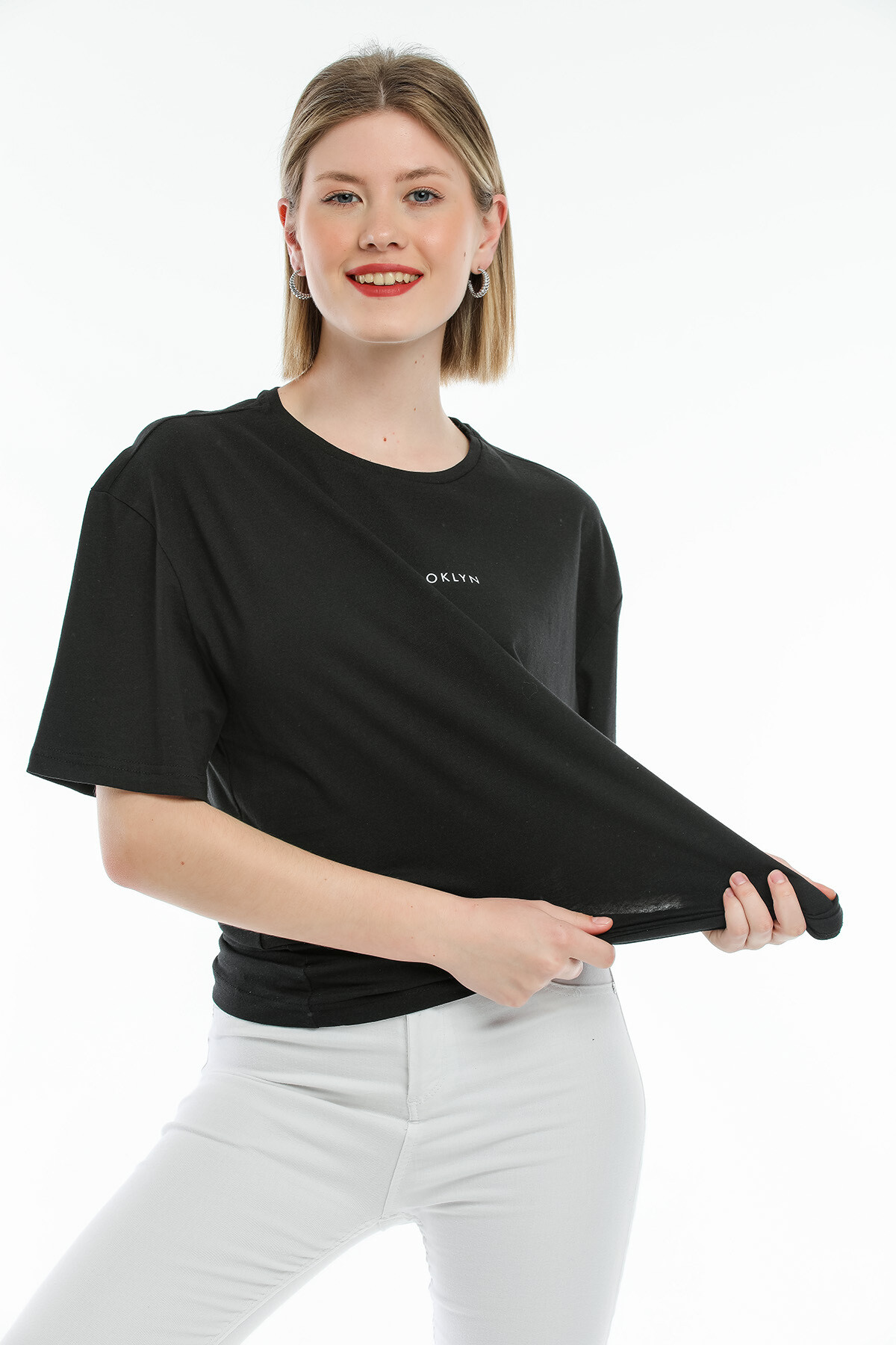 Süperlife Kadın Bisiklet Yaka Standart &Regular Fit  Brookyln Baskılı Tişort SPR21YK27