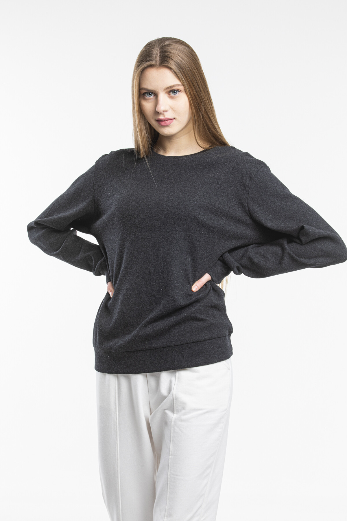 Süperlife Kadın Bisiklet Yaka Regular Fit Sweatshirt spr21k17