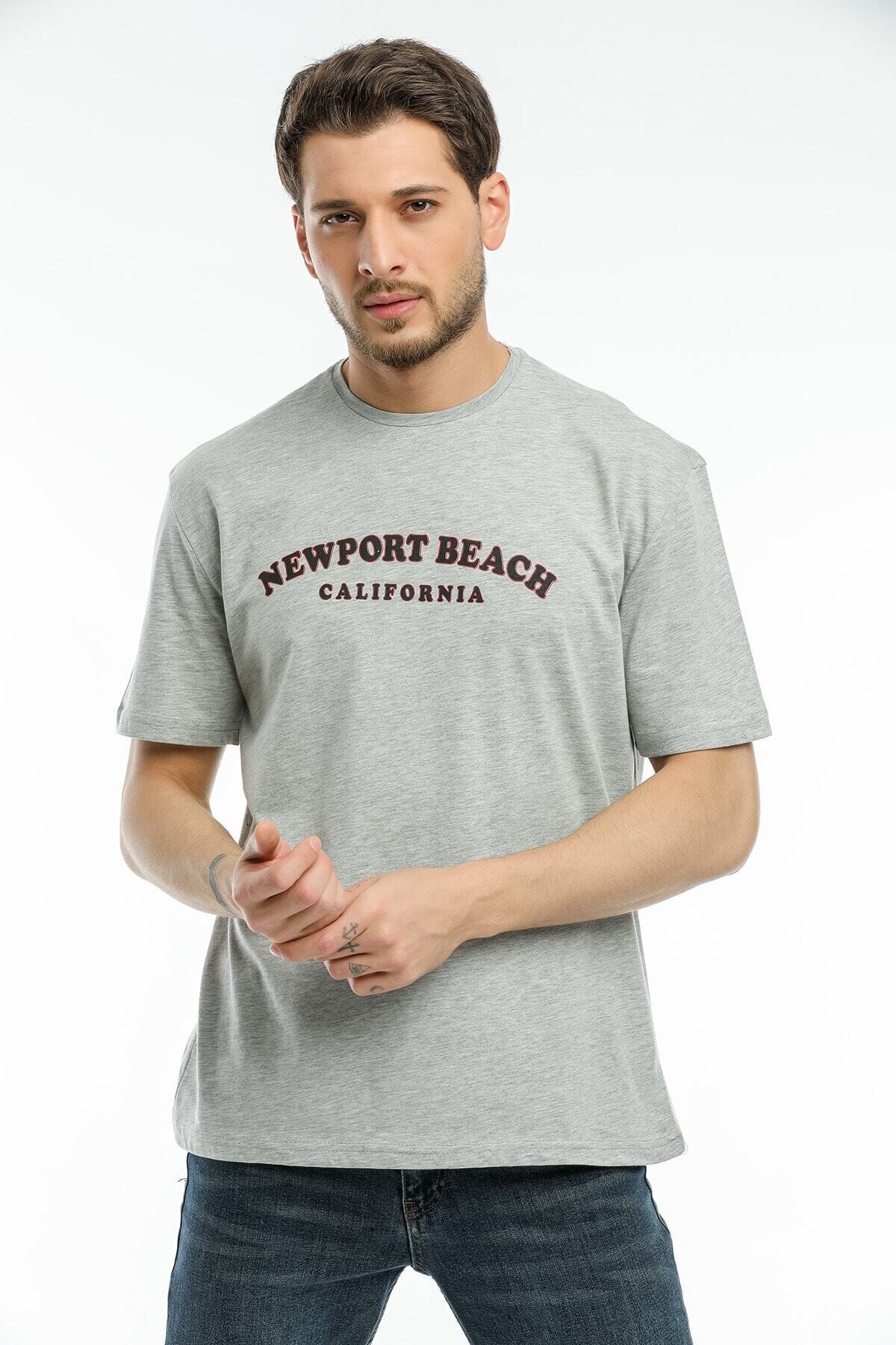 Süperlife Erkek Bisiklet Yaka Baskılı Slim Fit Tişort SPR21Y26