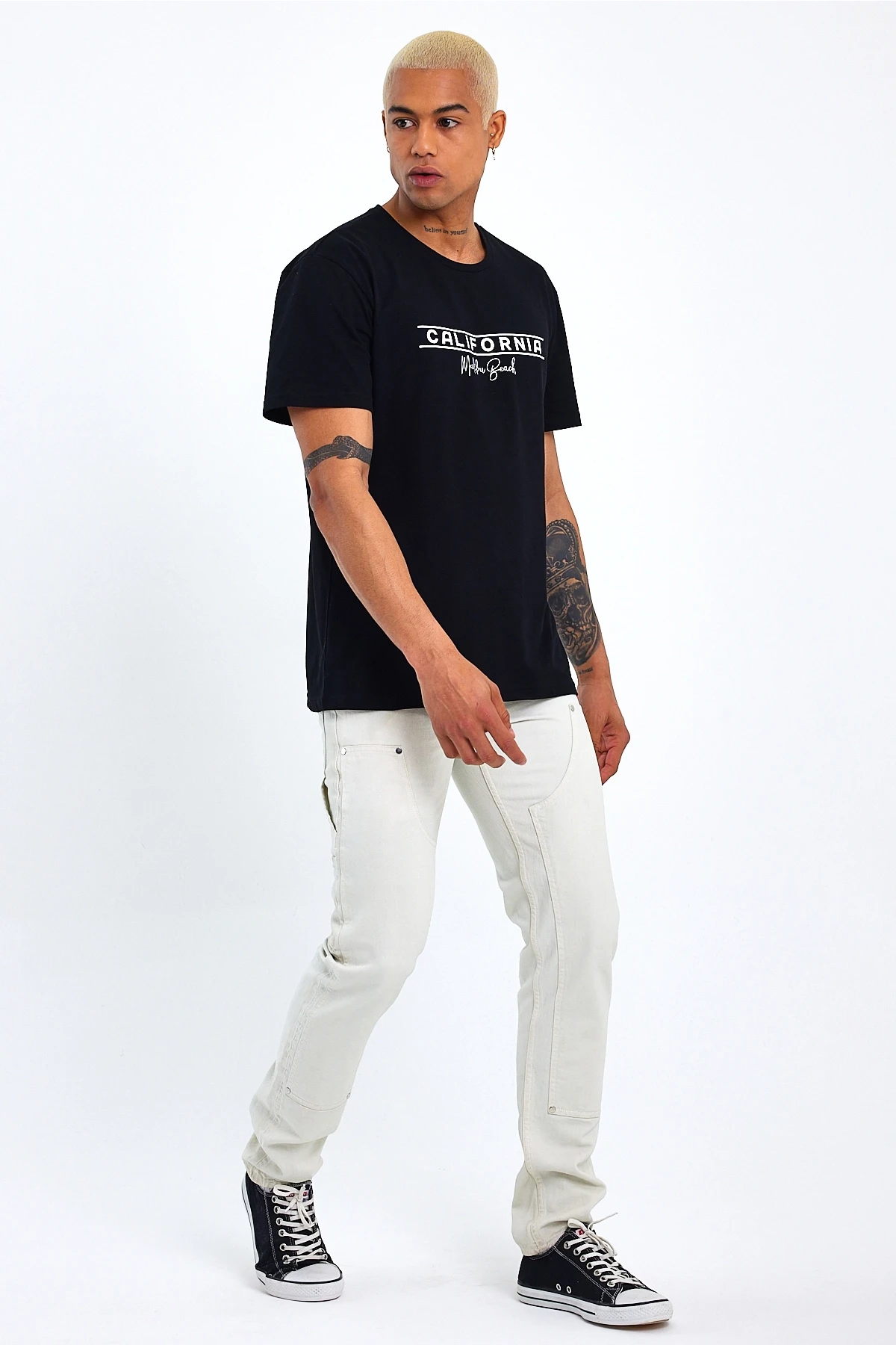 Süperlife Erkek Bisiklet Yaka Regular Fit Californıa Baskılı Tişort SPR23ts304