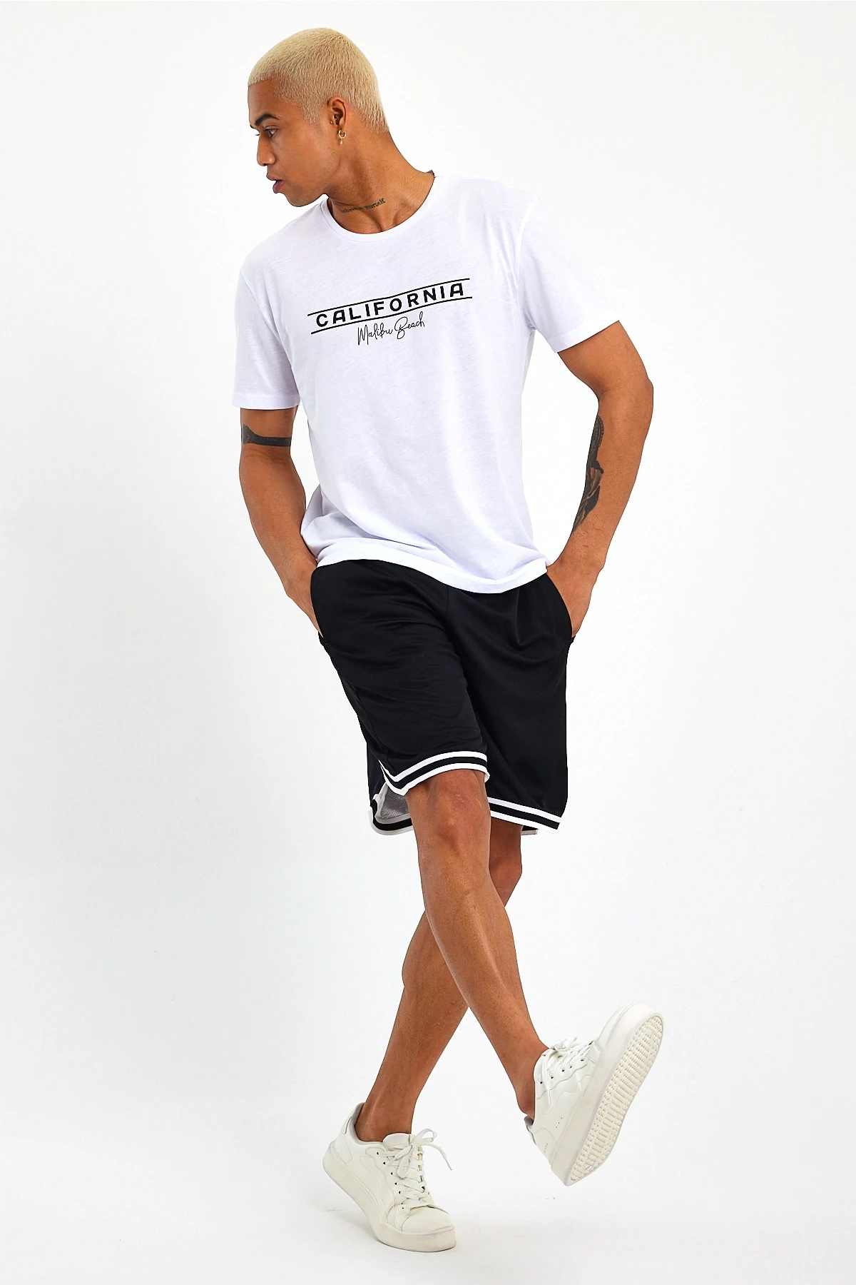 Süperlife Erkek Bisiklet Yaka Regular Fit Californıa Baskılı Tişort SPR23ts304