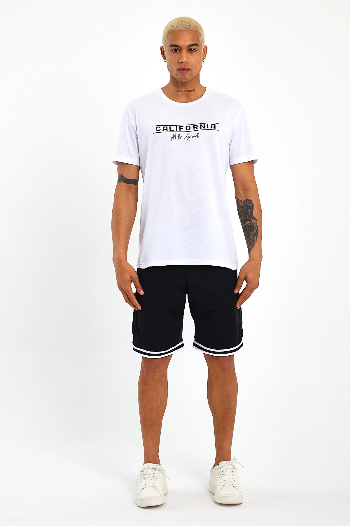 Süperlife Erkek Bisiklet Yaka Regular Fit Californıa Baskılı Tişort SPR23ts304