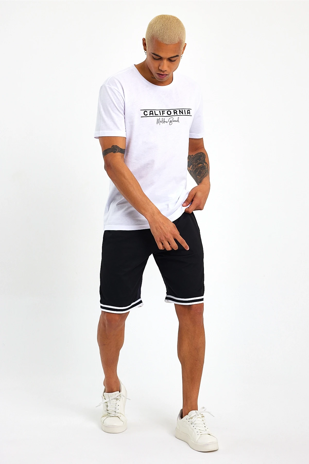 Süperlife Erkek Bisiklet Yaka Regular Fit Californıa Baskılı Tişort SPR23ts304