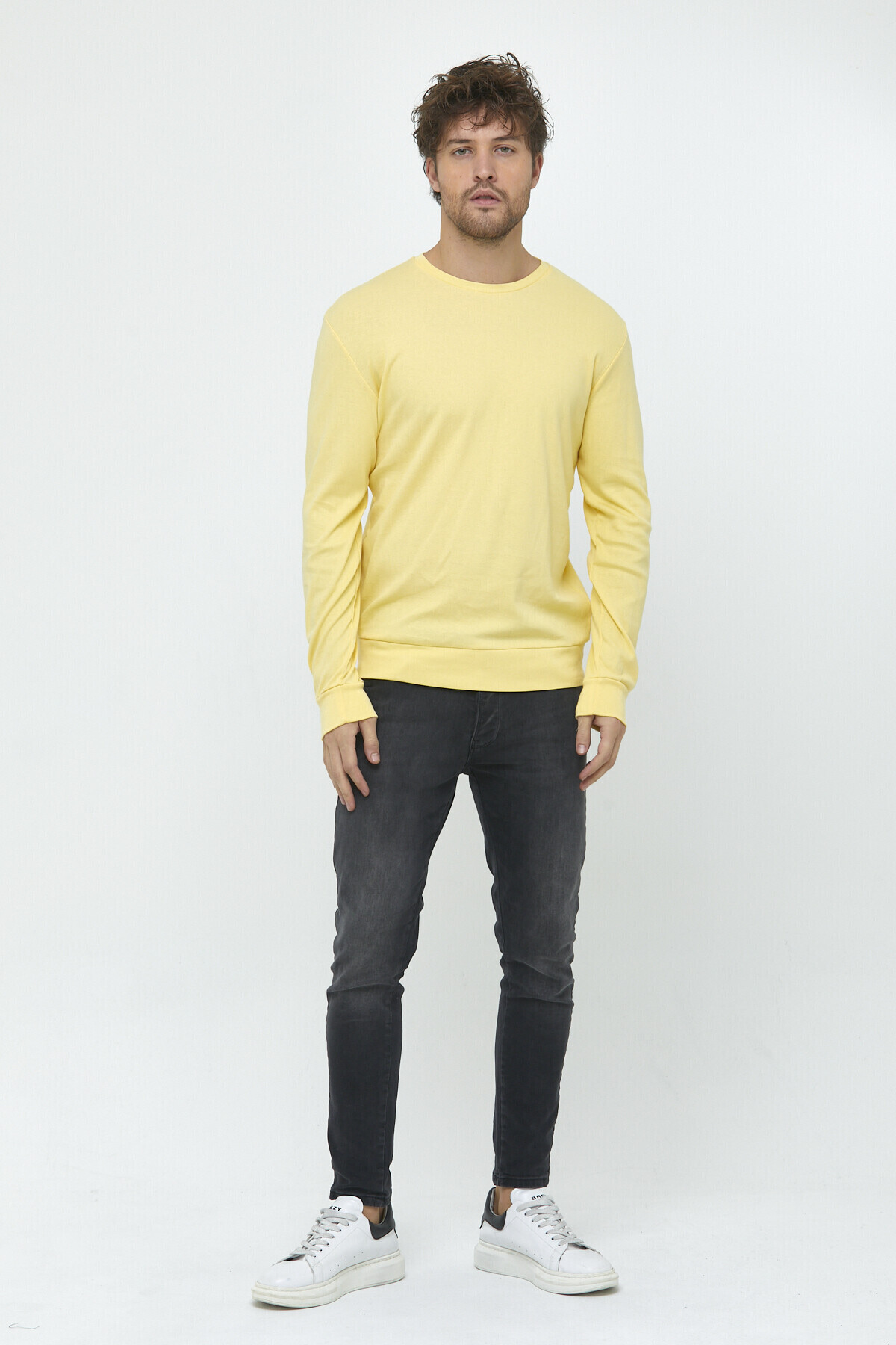 Süperlife Erkek Bisiklet Yaka Slim Fit İnce Sweatshirt SPR 20K17