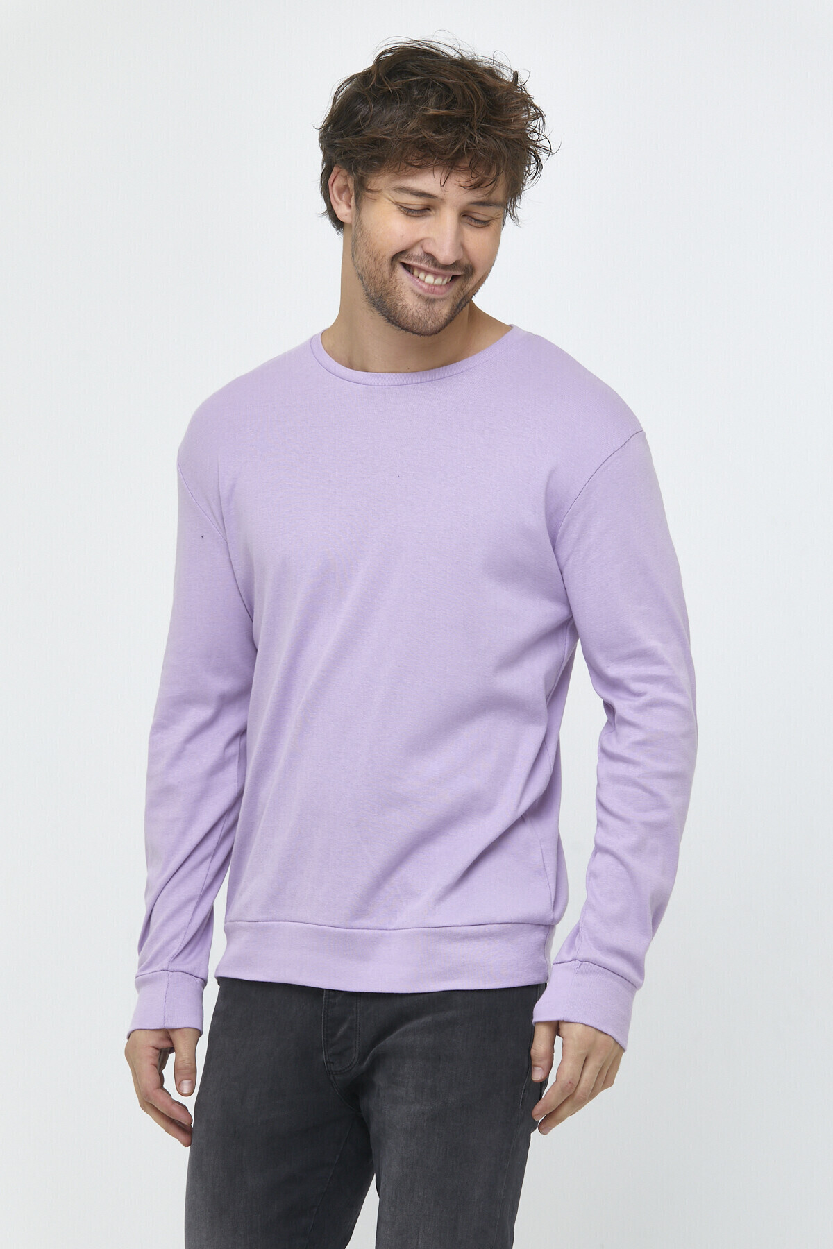 Süperlife Erkek Bisiklet Yaka Slim Fit İnce Sweatshirt SPR 20K17