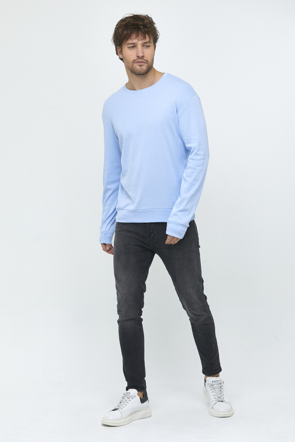 Süperlife Erkek Bisiklet Yaka Slim Fit İnce Sweatshirt SPR 20K17