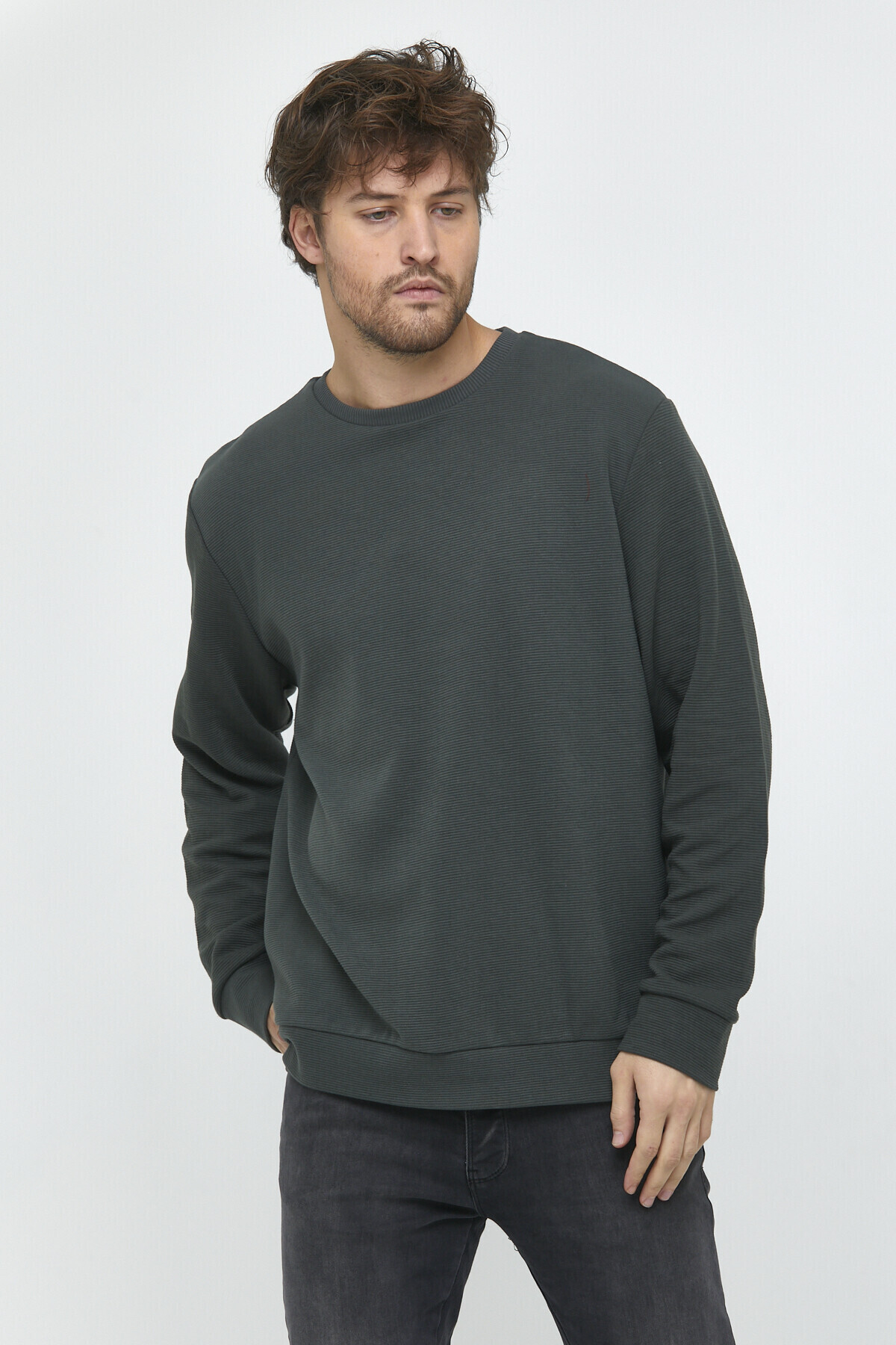 Süperlife Erkek Bisiklet Yaka Regular Fit İnce Sweatshirt SPR 20K30