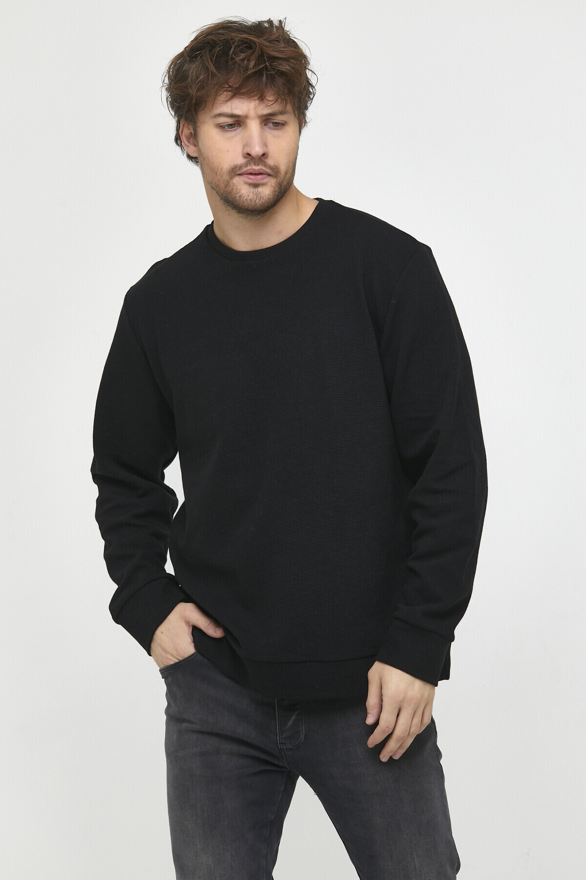 Süperlife Erkek Bisiklet Yaka Regular Fit İnce Sweatshirt SPR 20K30