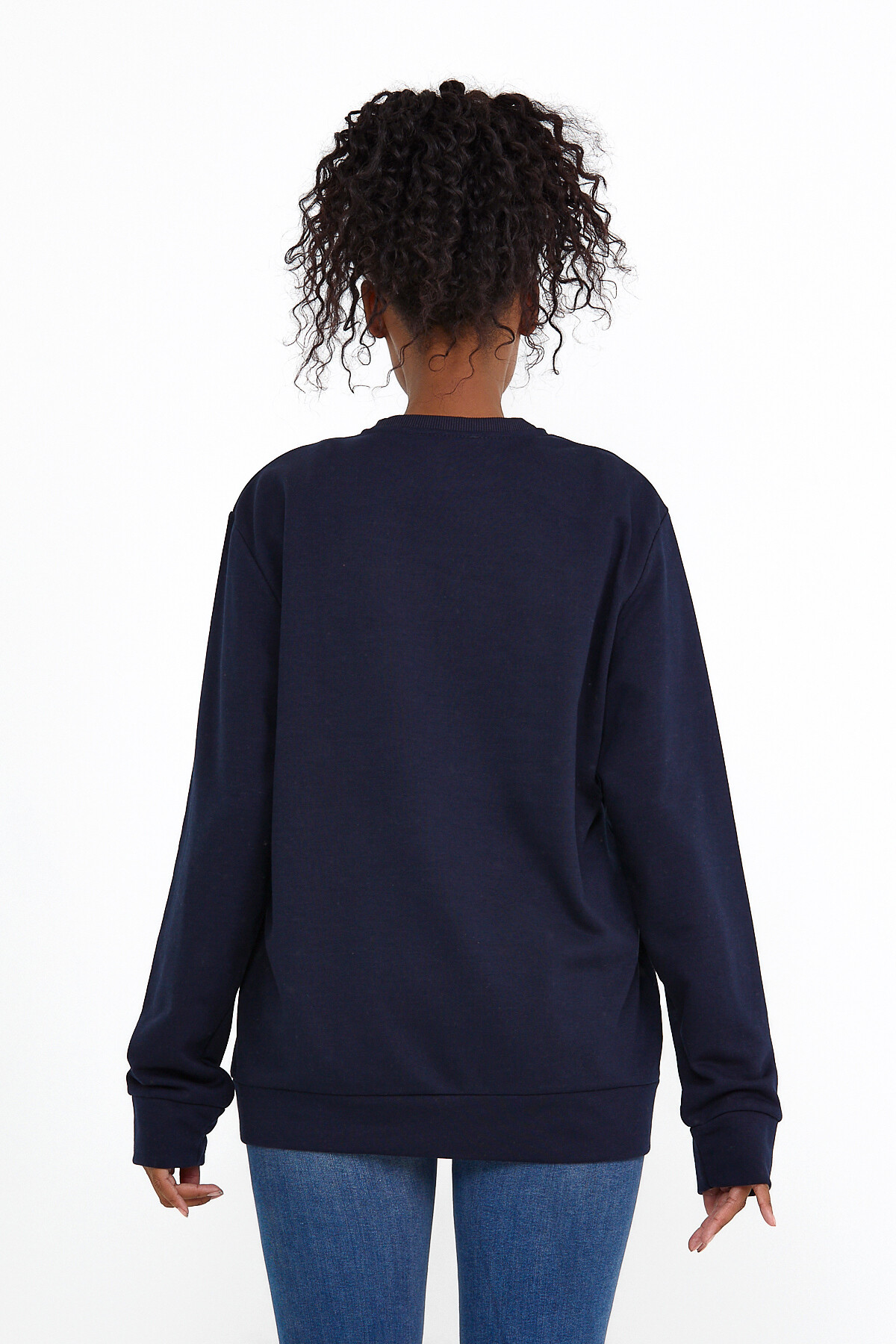 Süperlife Kadın Bisiklet Yaka Regular Fit Tokya Baskılı İnce Sweatshirt SPR22SWK134