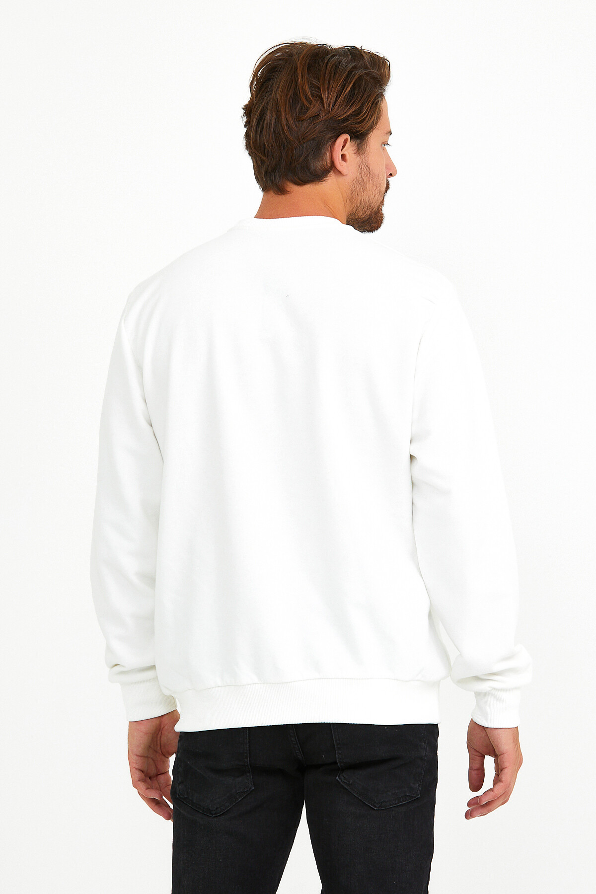 Süperlife Erkek Bisiklet Yaka Regular Fit Tokyo Basklı İnce Sweatshirt spr22sw134