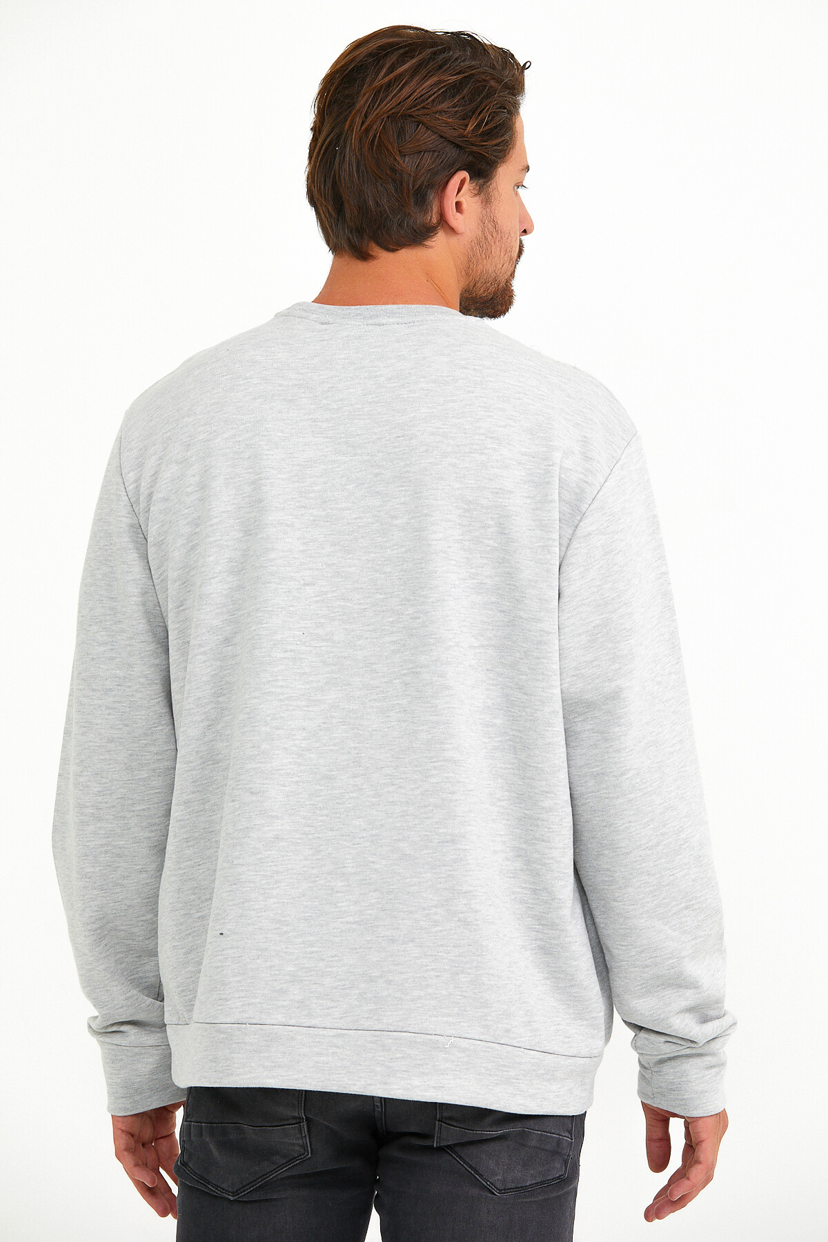 Süperlife Erkek Bisiklet Yaka Regular Fit Tokyo Basklı İnce Sweatshirt spr22sw134