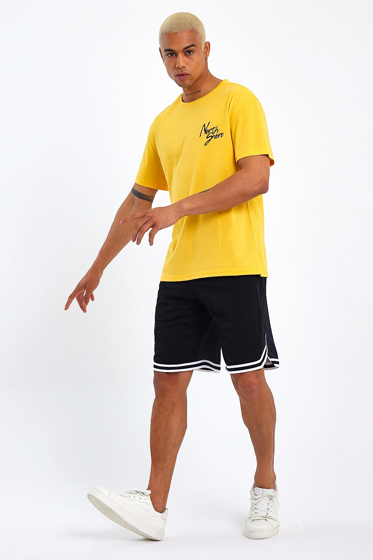 Süperlife Erkek Bisiklet Yaka Oversize Fit Baskılı Tişort spr23TS001