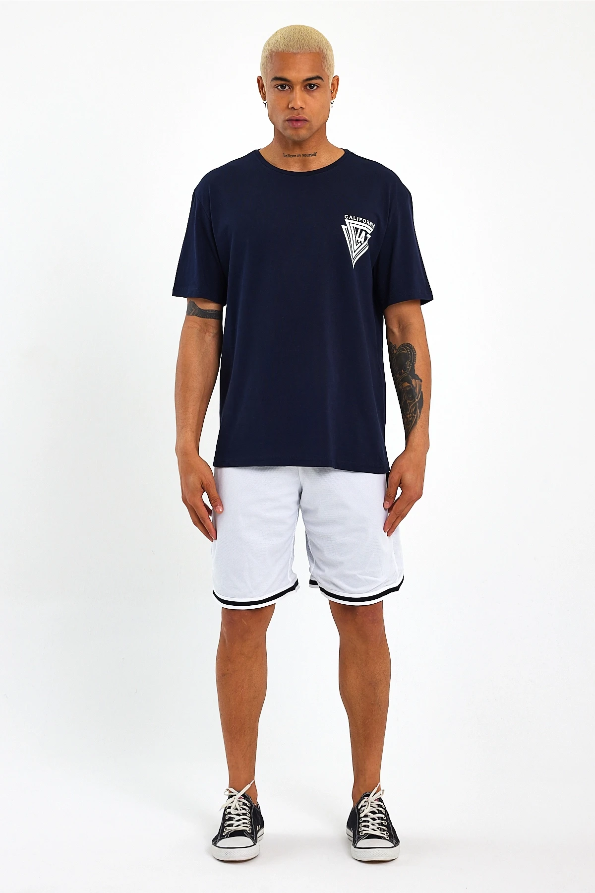Süperlife Erkek Bisiklet Yaka Oversize Fit Baskılı Tişort spr23TS001